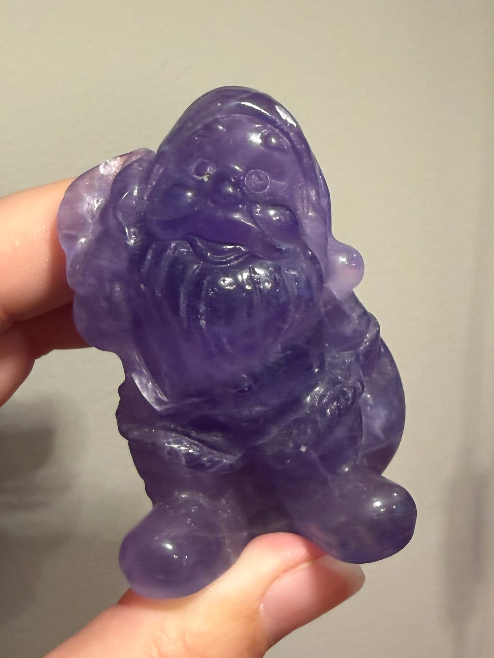 Purple Fluorite Santa Claus Carved Figure