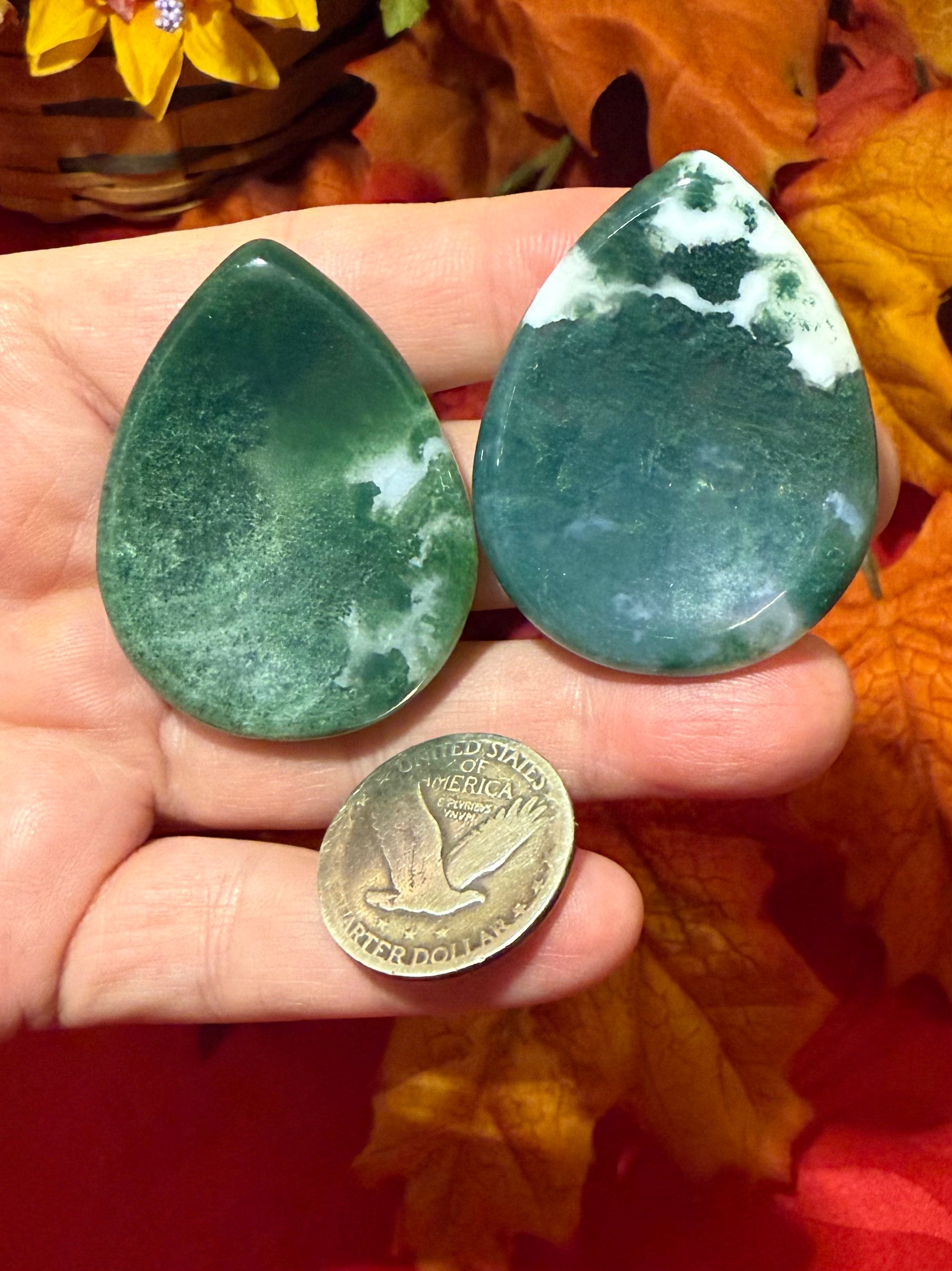 Moss Agate Worry Stone