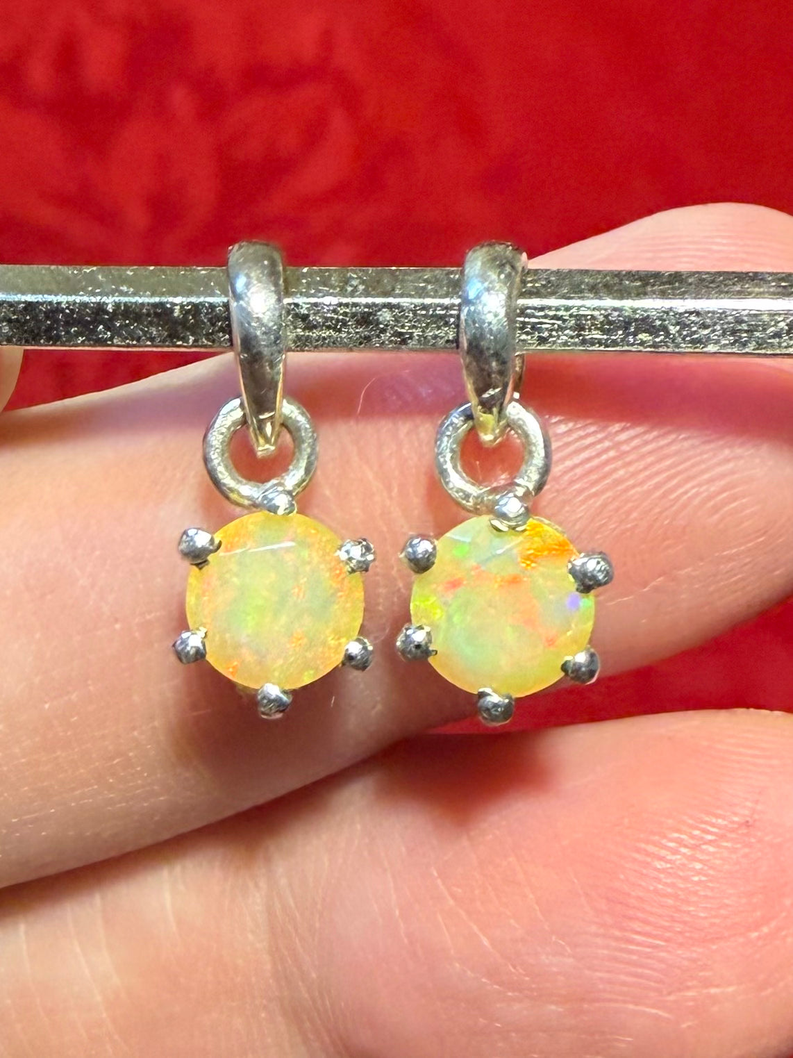 9/16” Faceted Ethiopian Opal Sterling Silver Solitaire Charm Pendant