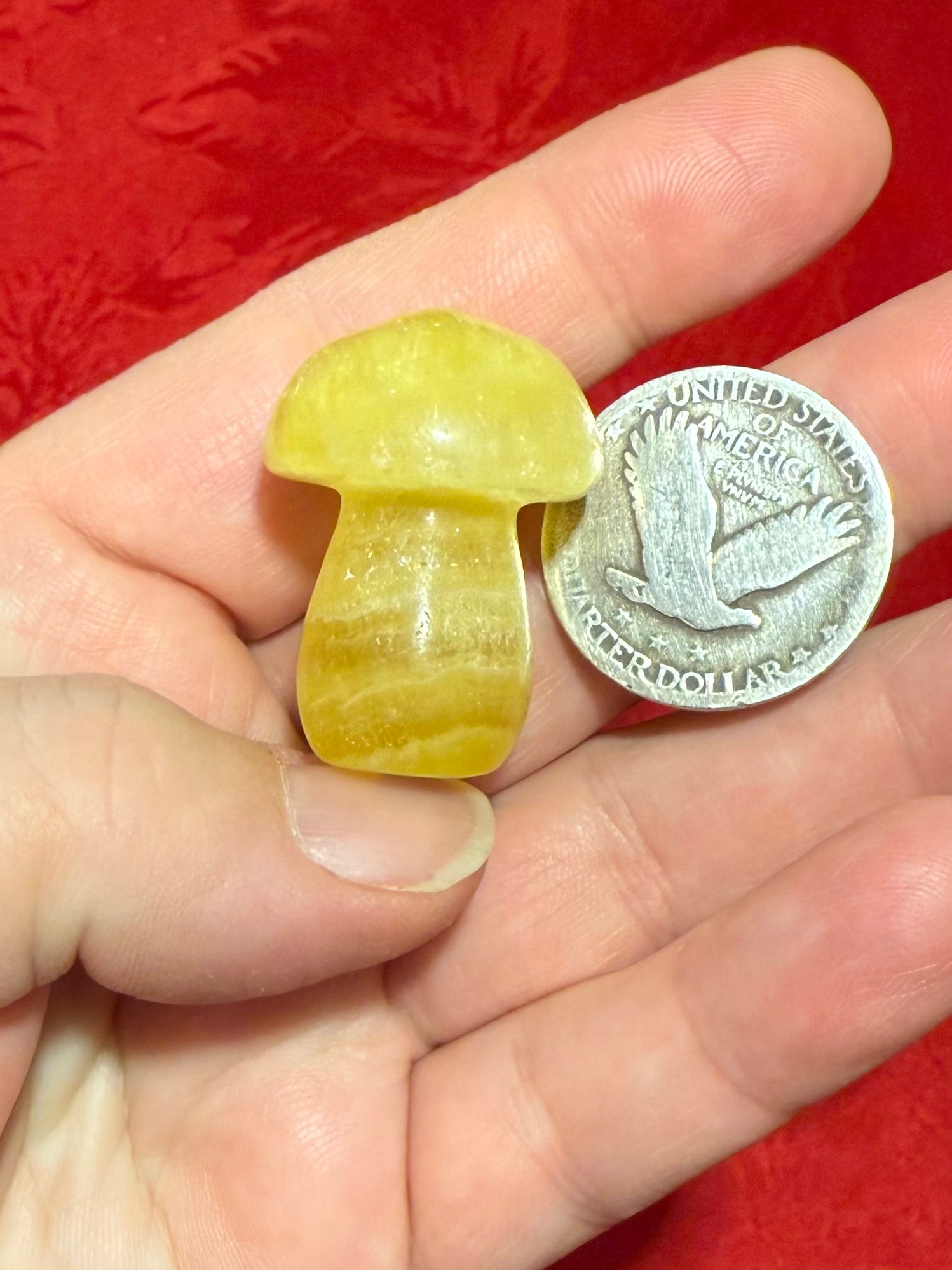 31mm Yellow Fluorite Carved Mushroom
