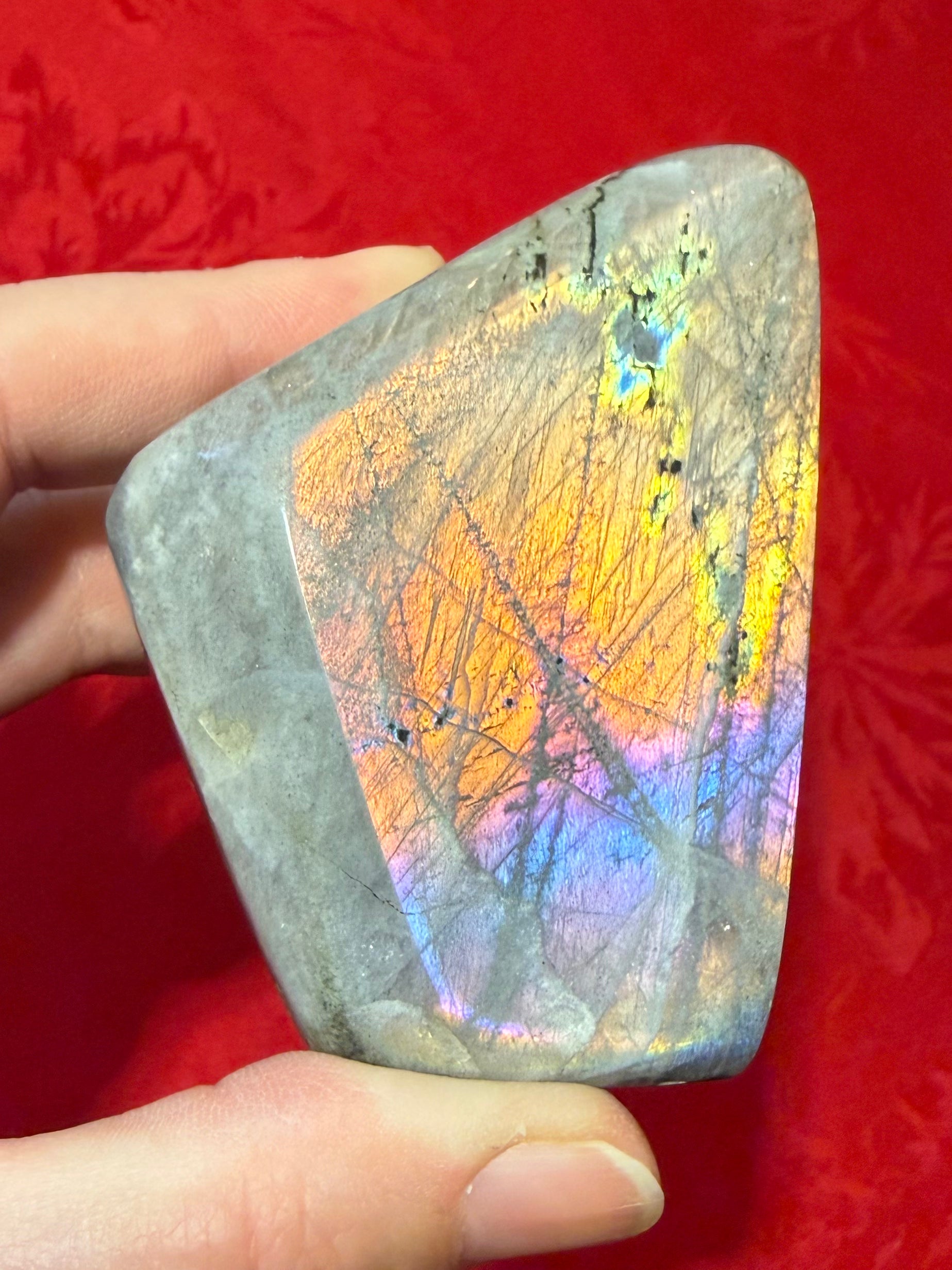 3” Purple & Orange Labradorite Polished Freestander