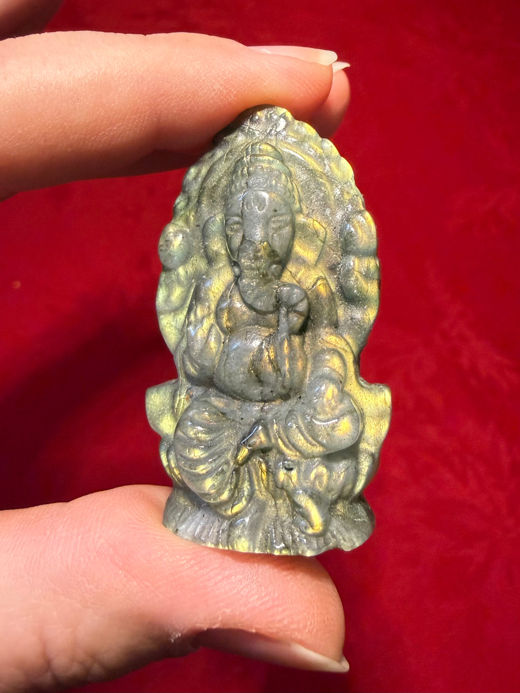 Carved Labradorite Ganesha Cameo Cabochon