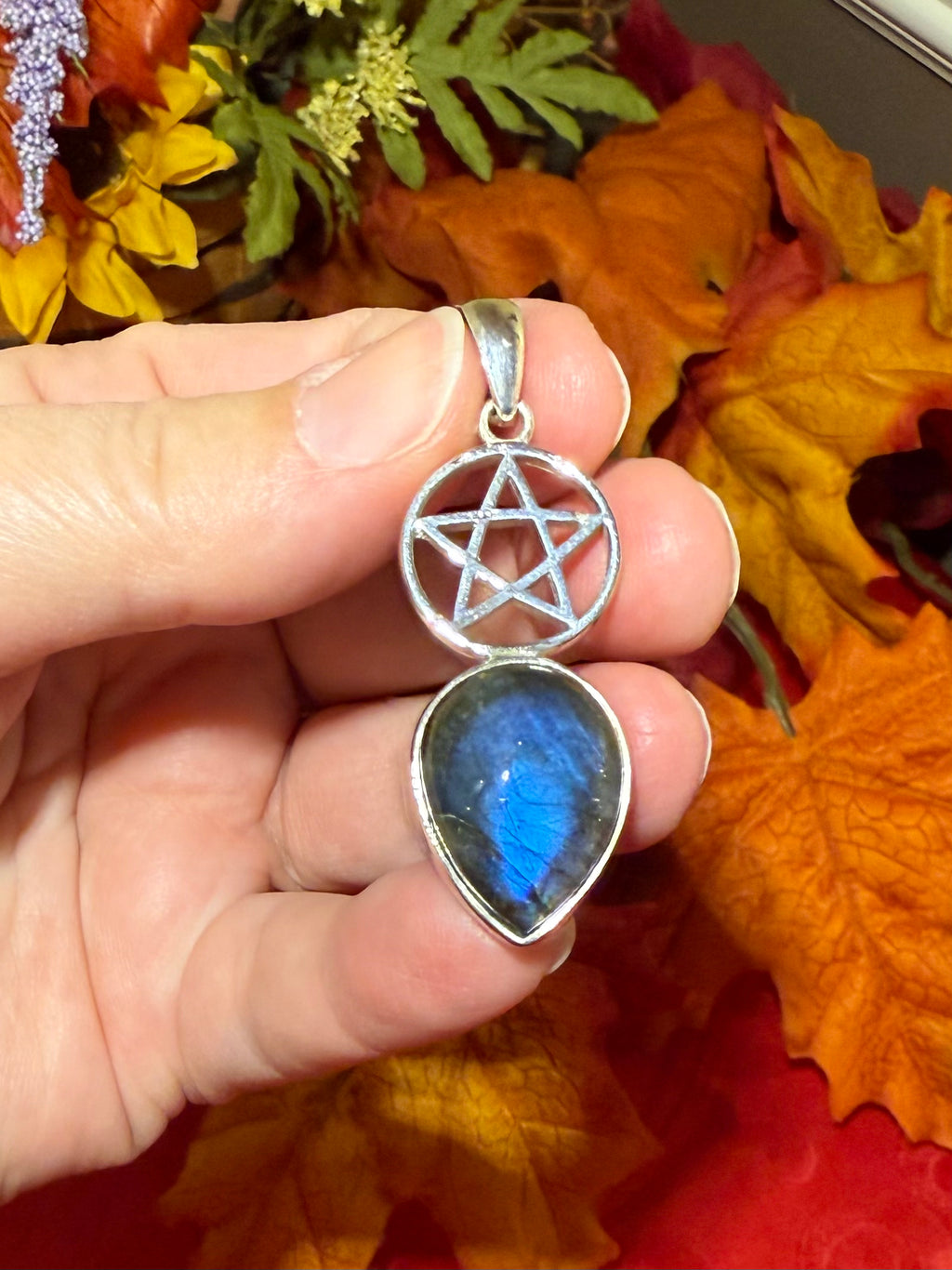 2” Labradorite Sterling Silver Pentacle Pendant