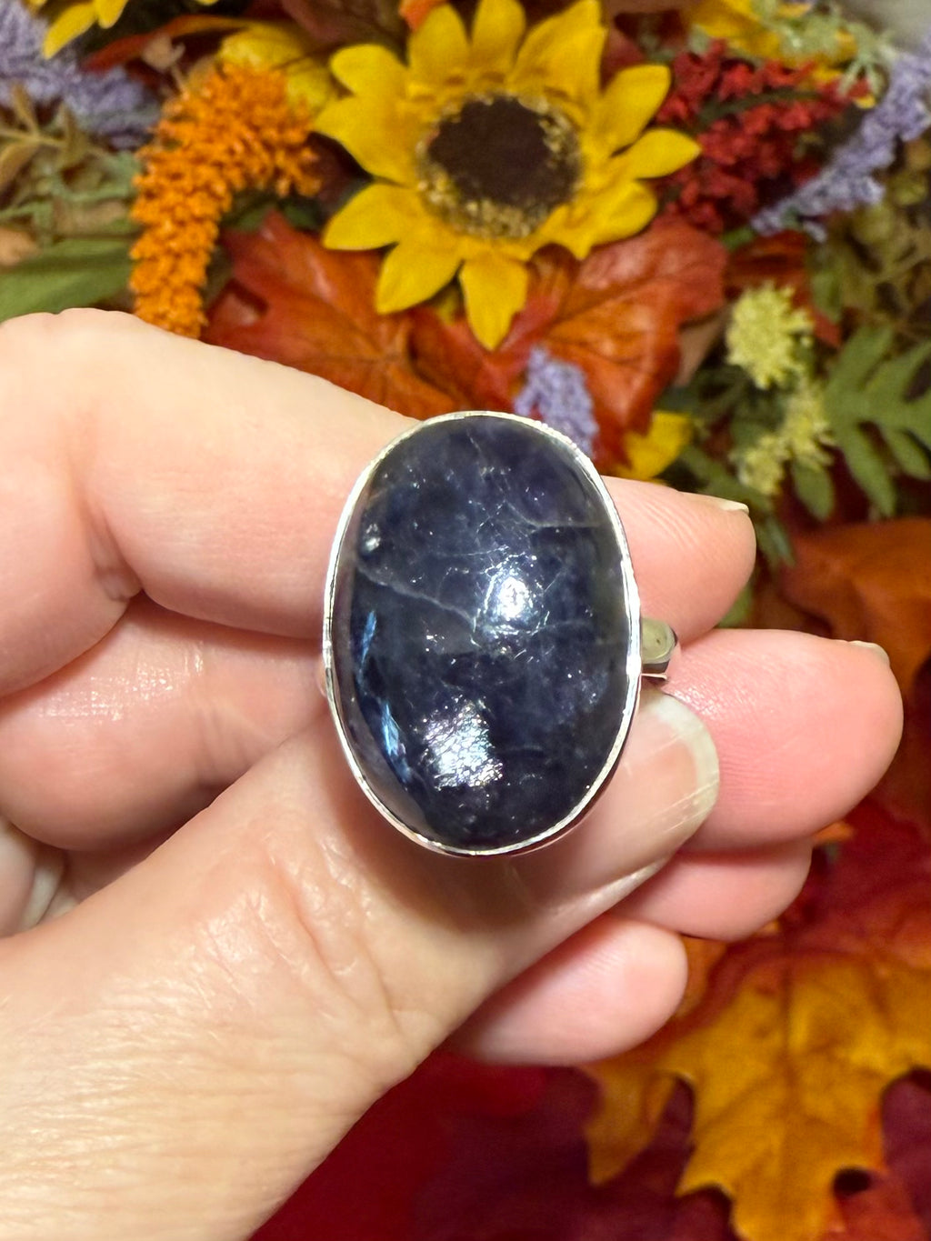 Iolite Sunstone Sterling Silver Ring, size 10
