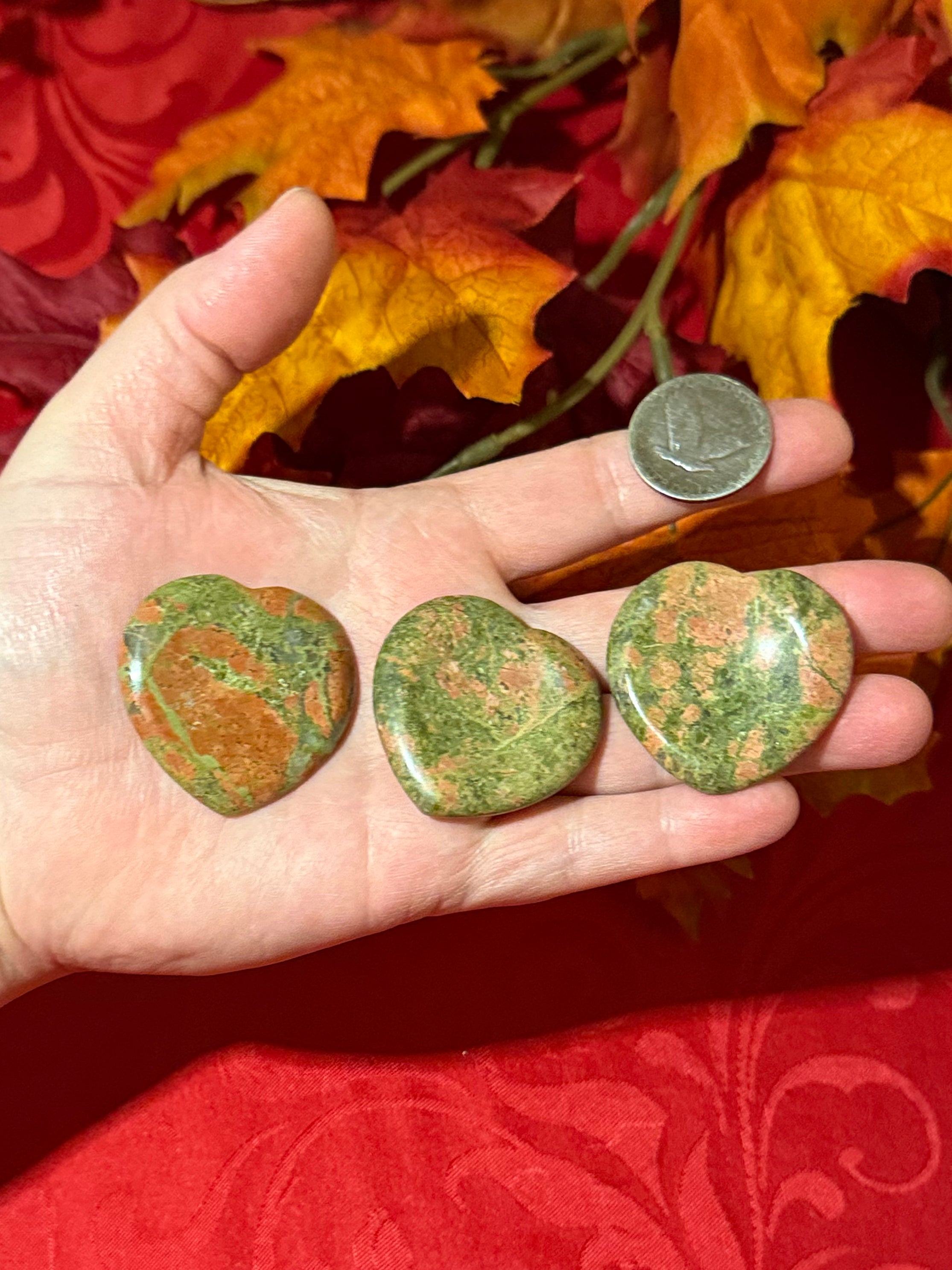 Unakite Heart Worry Stone