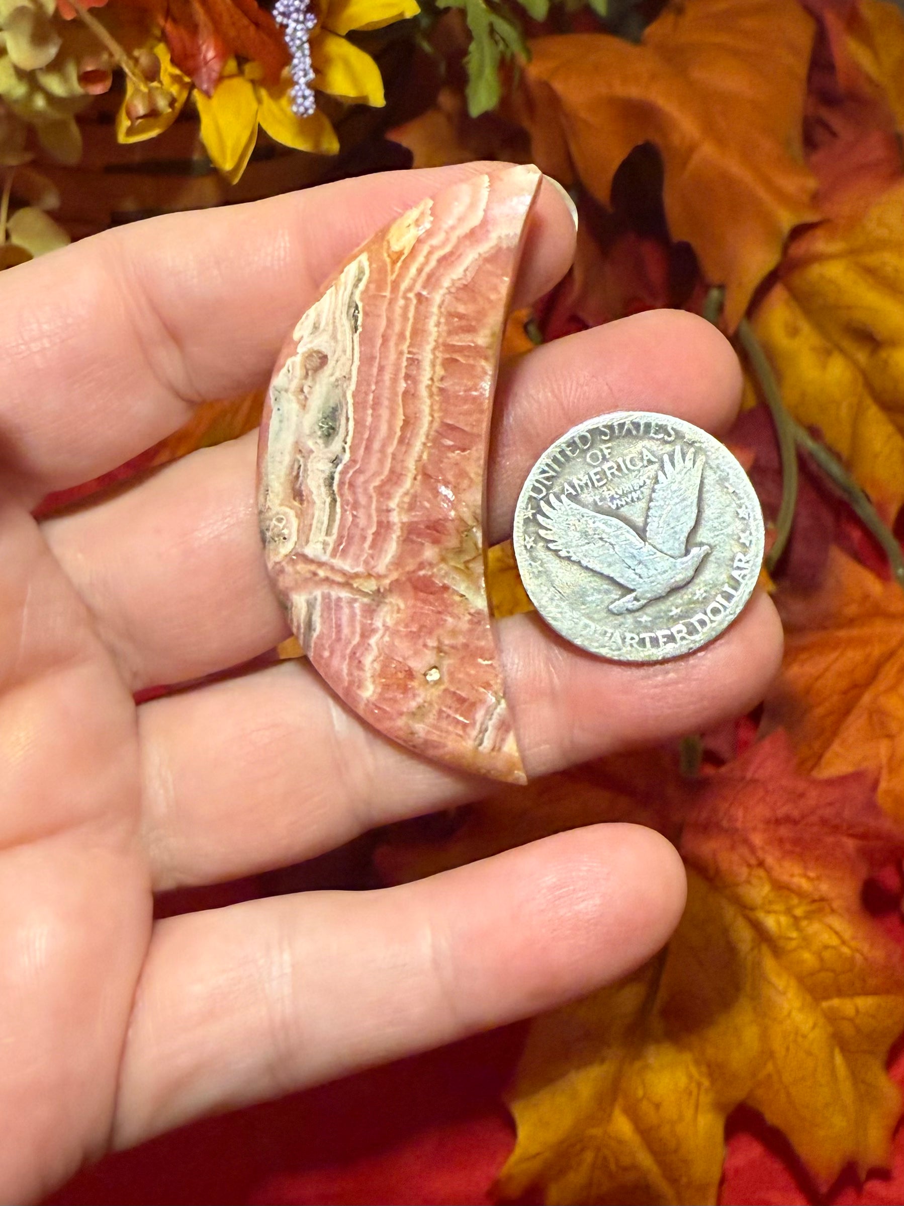 58mm Rhodochrosite Crescent Moon Cabochon