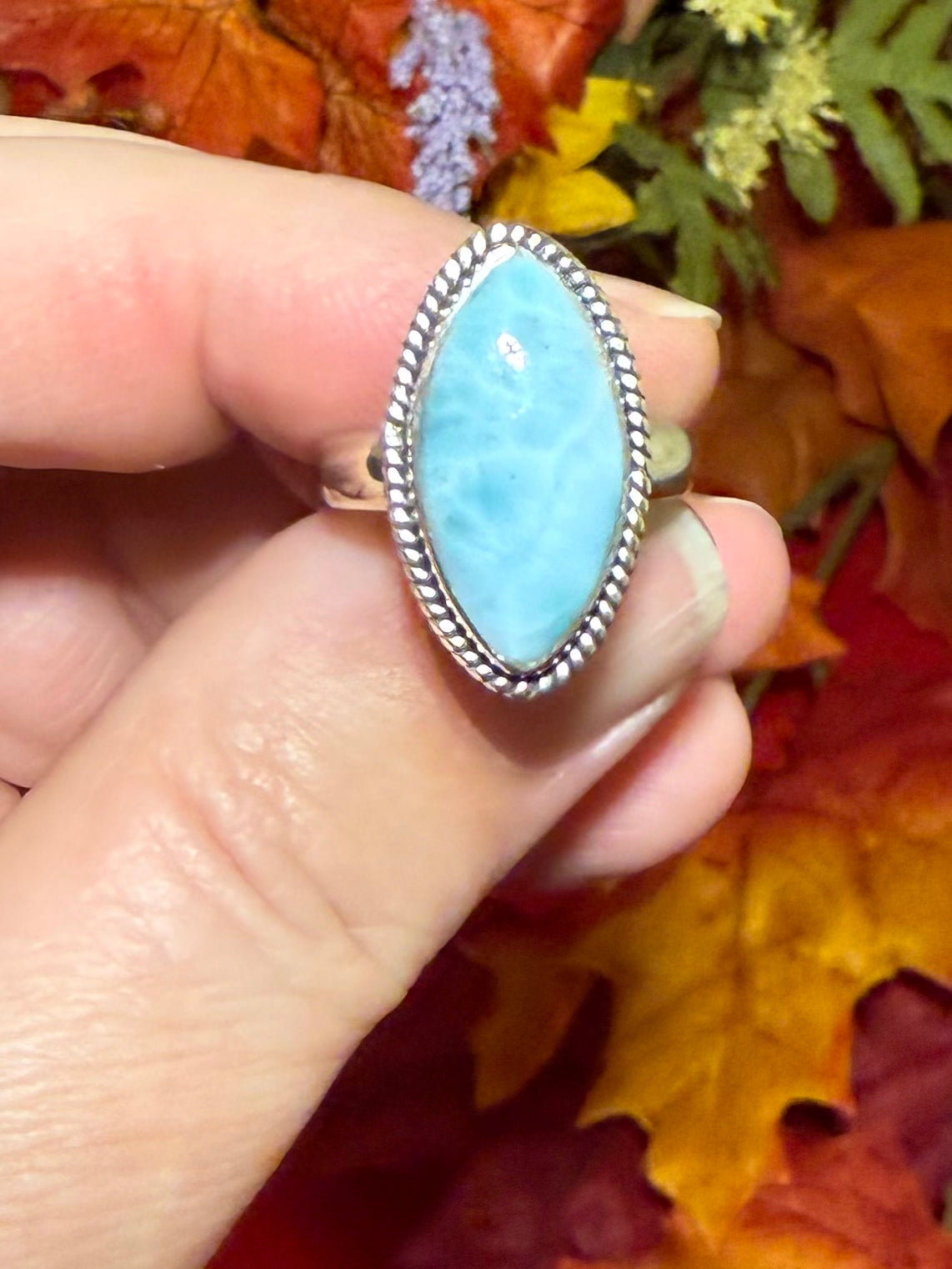 Larimar Sterling Silver Ring, size 5
