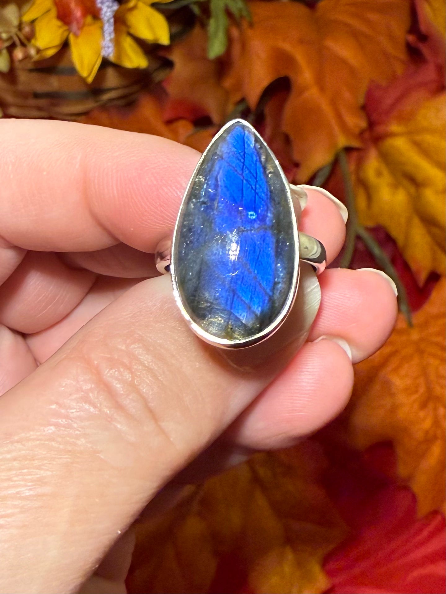 Labradorite Sterling Silver Ring, size 8-1/2