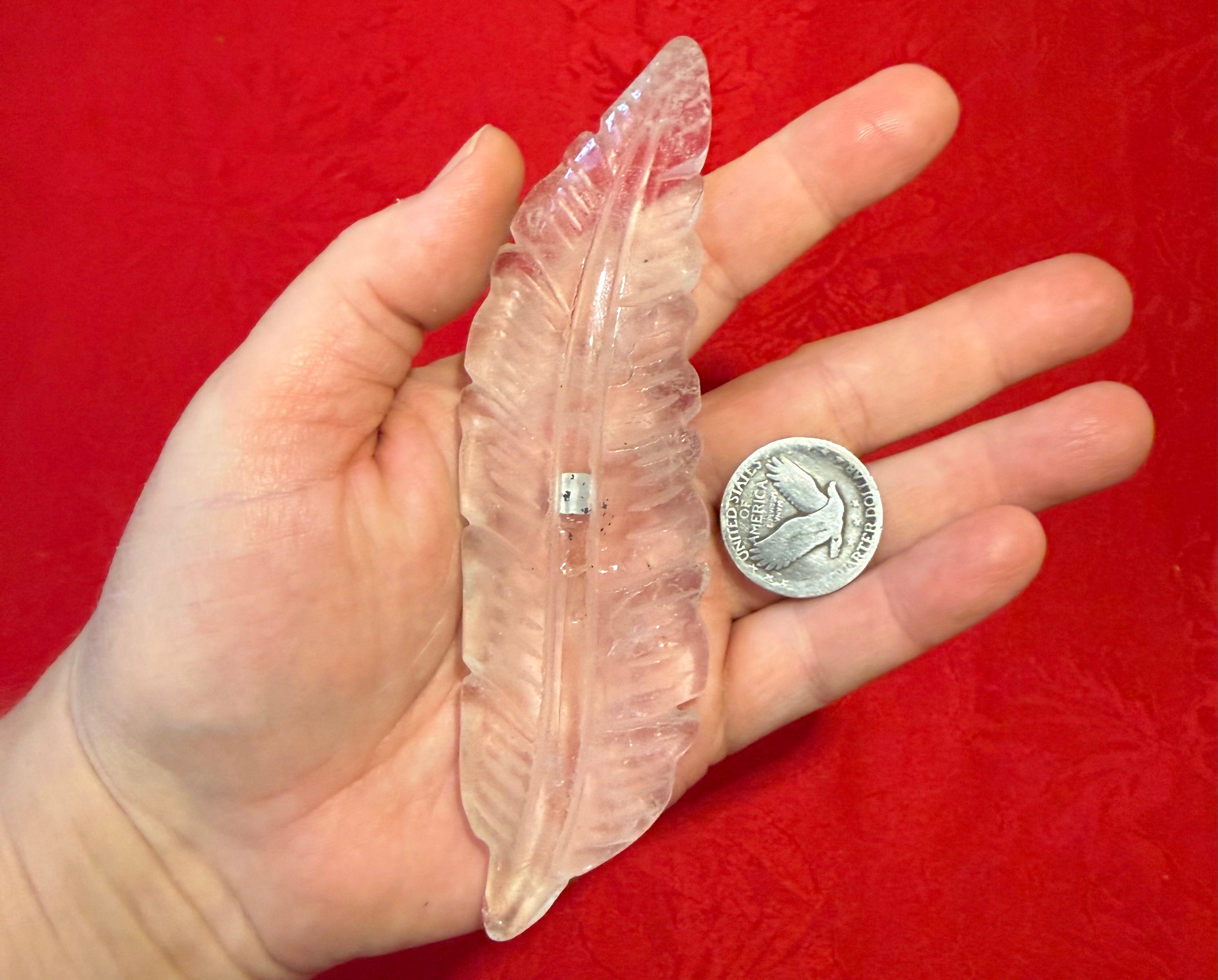 5.25” Clear Quartz Crystal Carved Feather