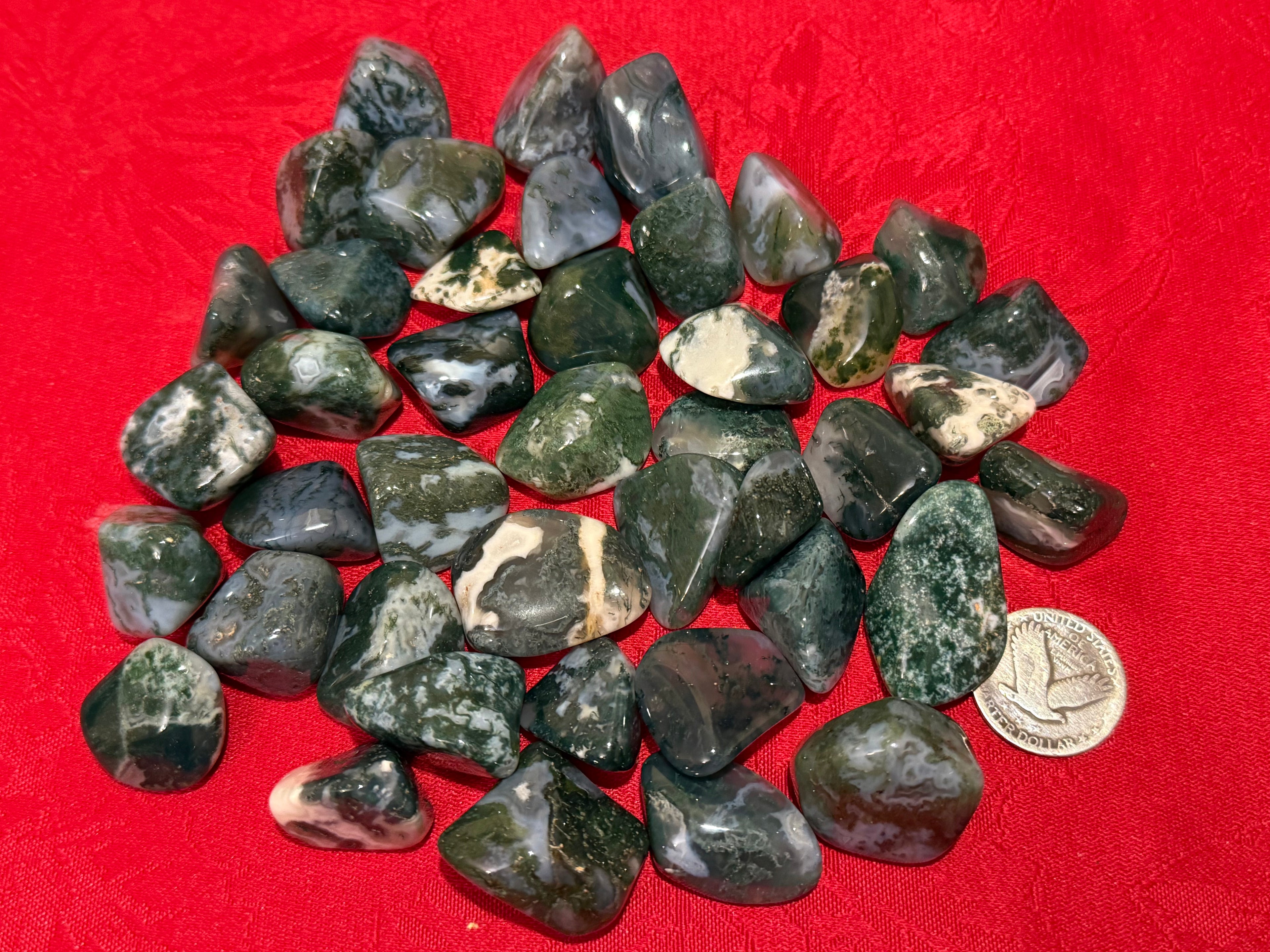 Moss Agate Tumbled Polished Stone
