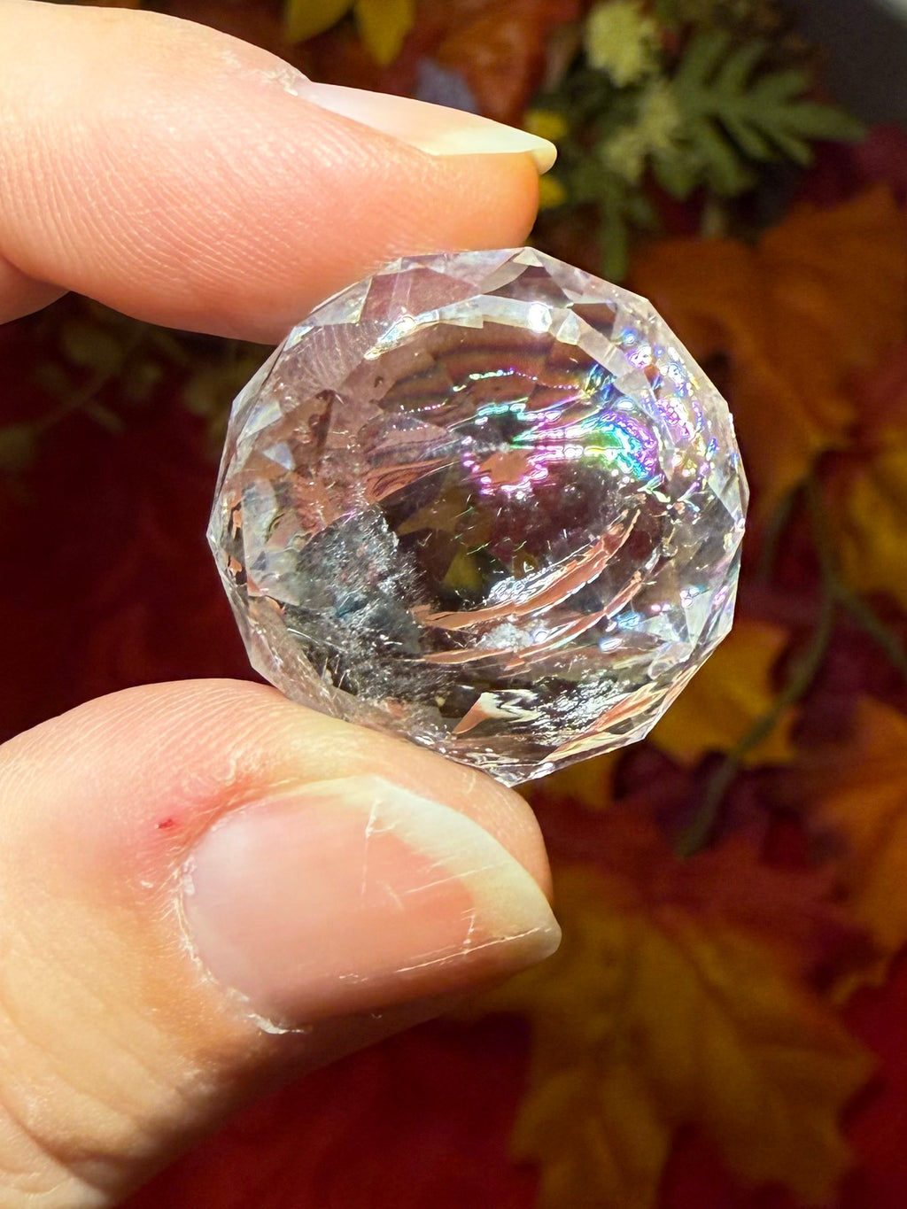 24mm Faceted Clear Quartz Sphere w/Rainbows