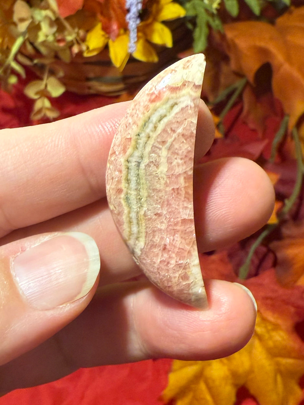 45mm Rhodochrosite Crescent Moon Cabochon