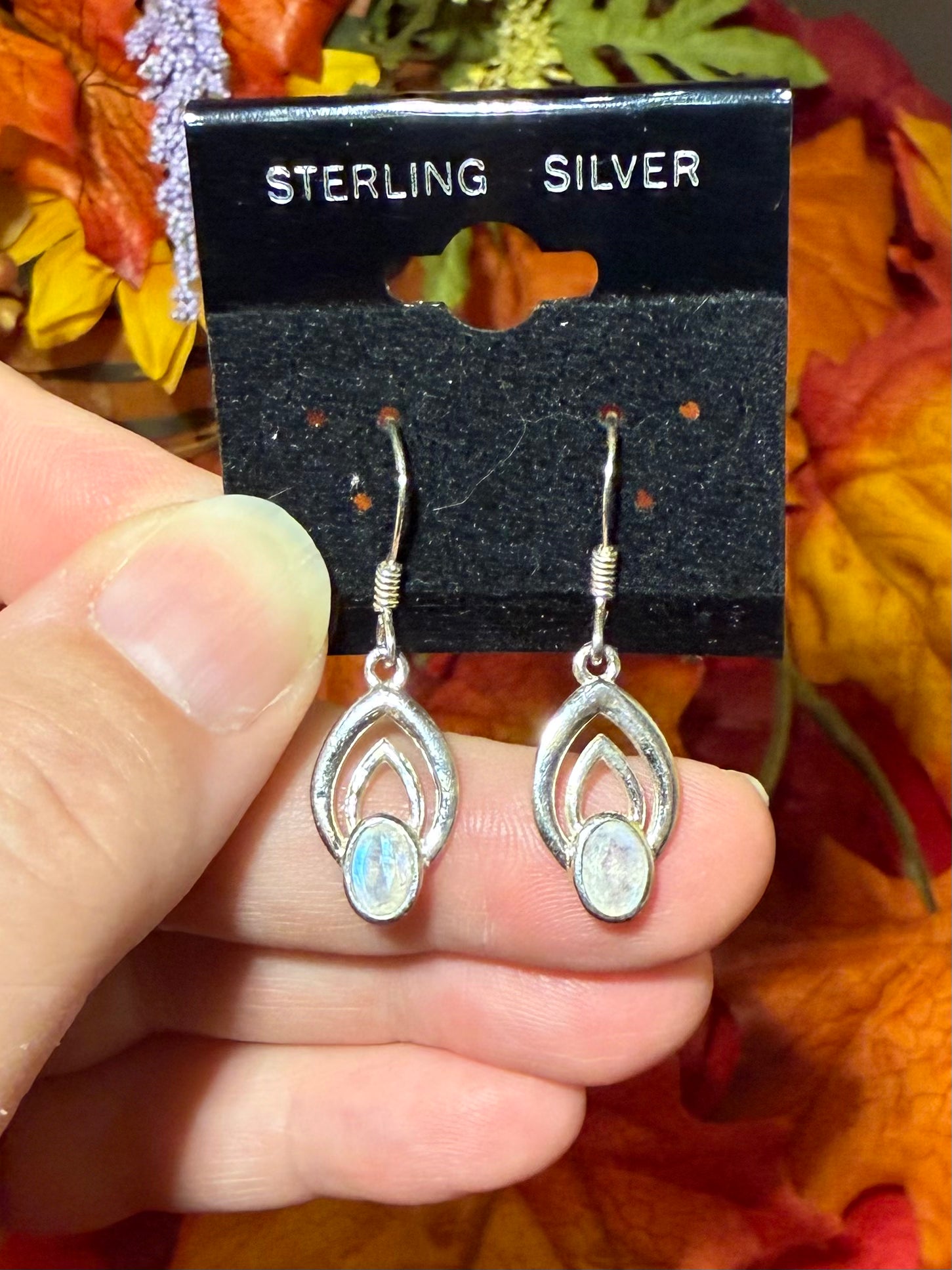 Faceted Rainbow Moonstone Sterling Silver Dangle Pierced Earrings