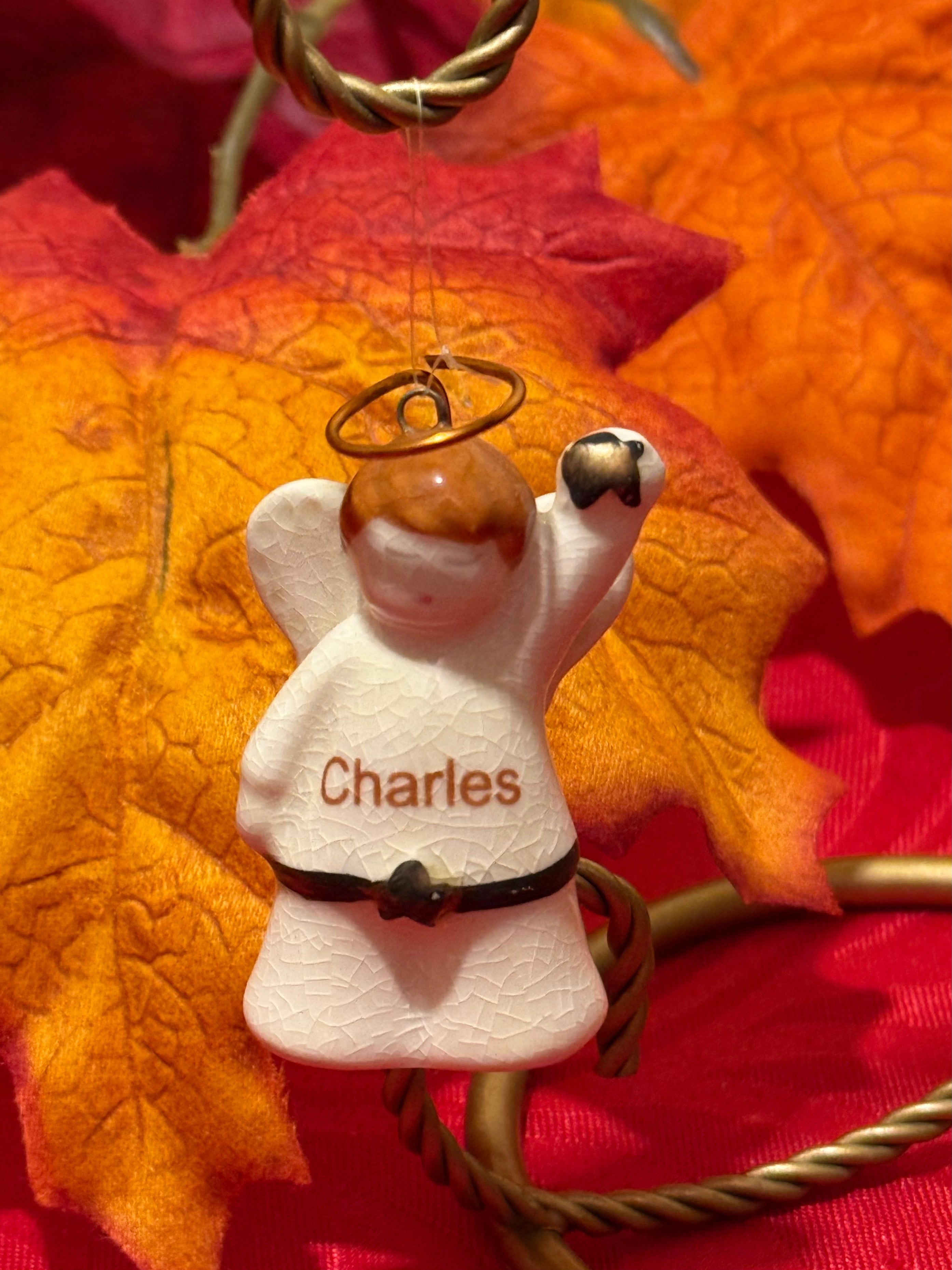 Name “Charles” Porcelain Angel Ornament