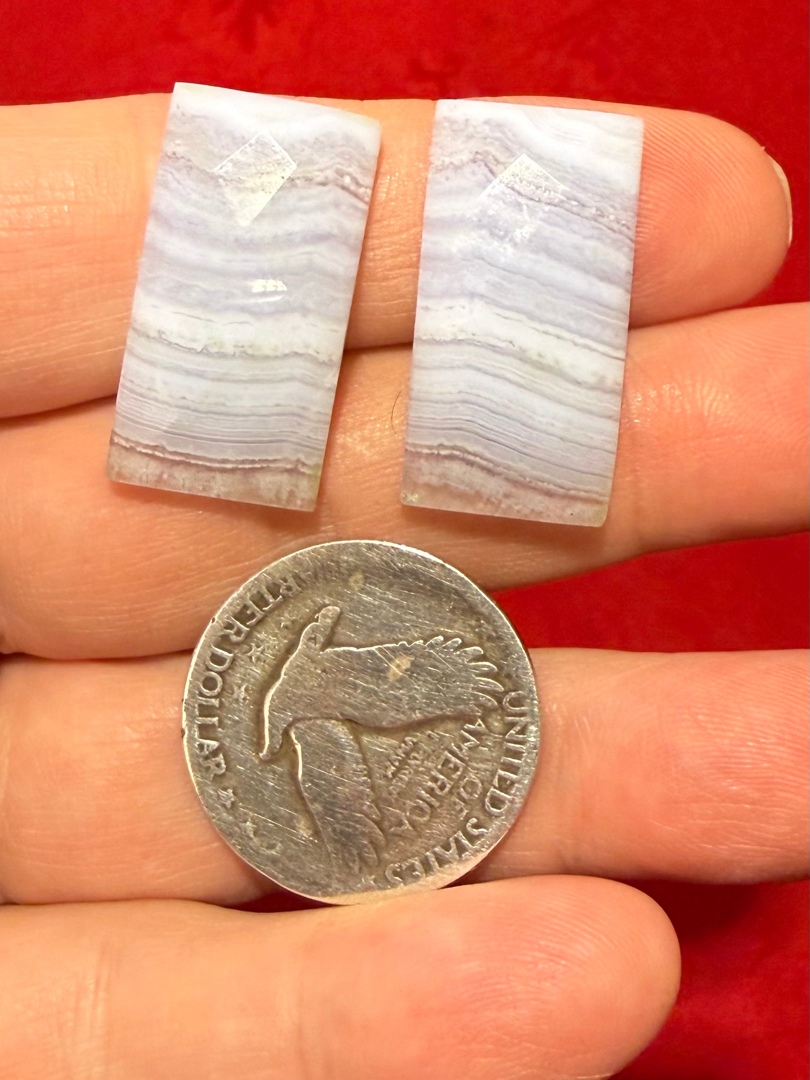 1” Checkercut Blue Lace Agate Rectangular Cabochon