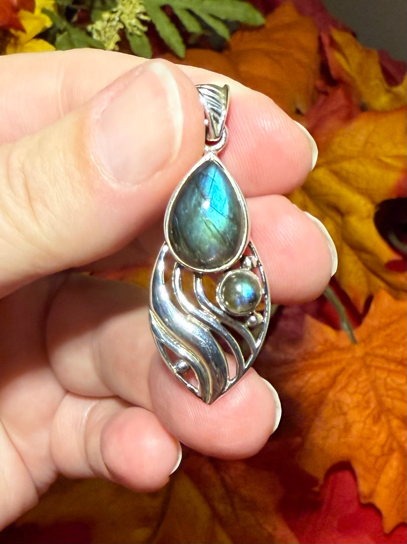 1.75” Labradorite Sterling Silver Pendant