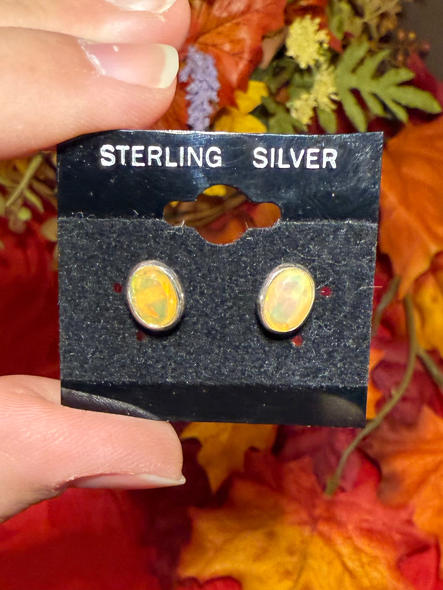 Faceted Ethiopian Opal Sterling Silver Stud Pierced Earrings