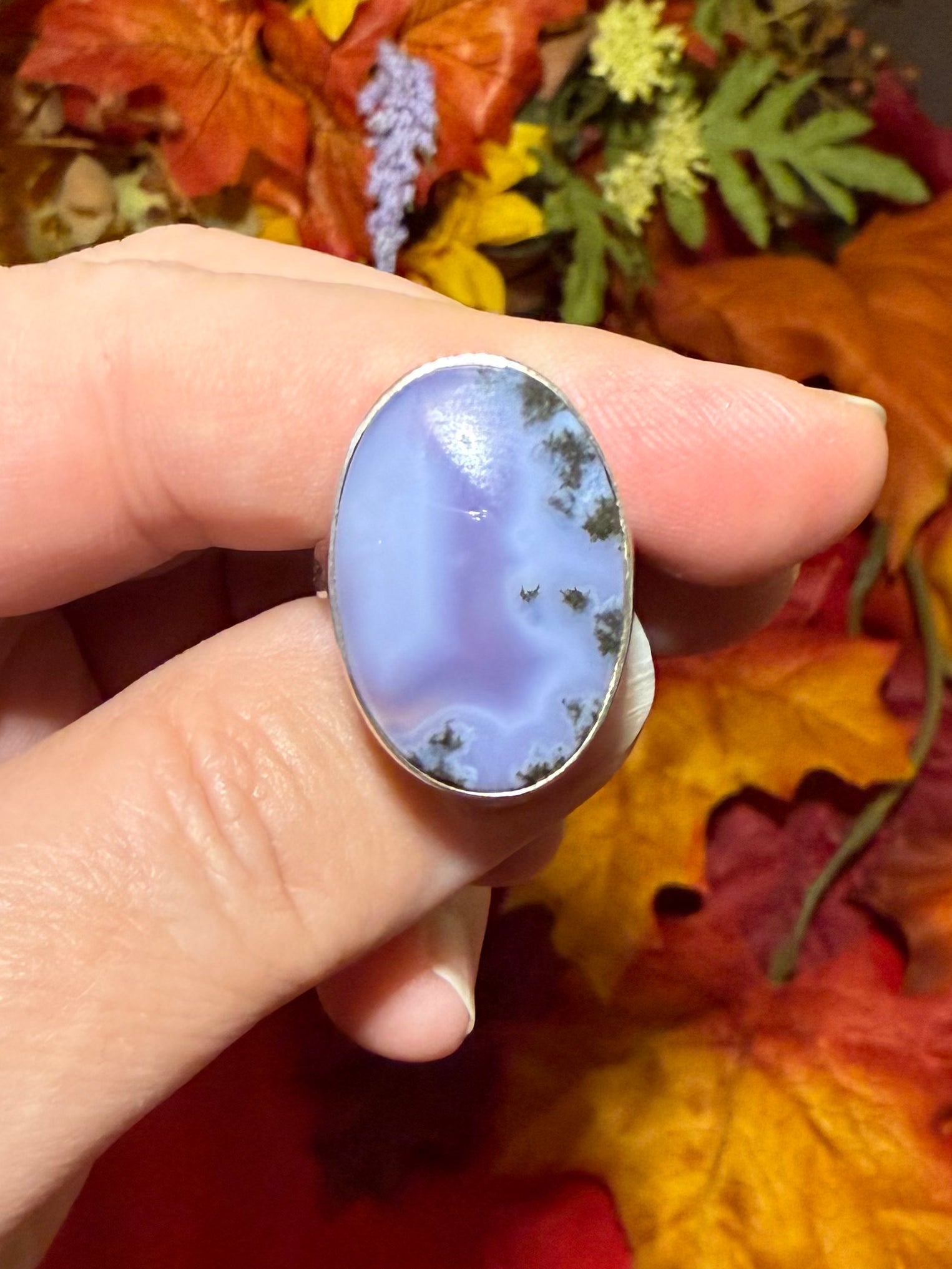 Purple Moss Agate Sterling Silver Ring, size 6-1/2