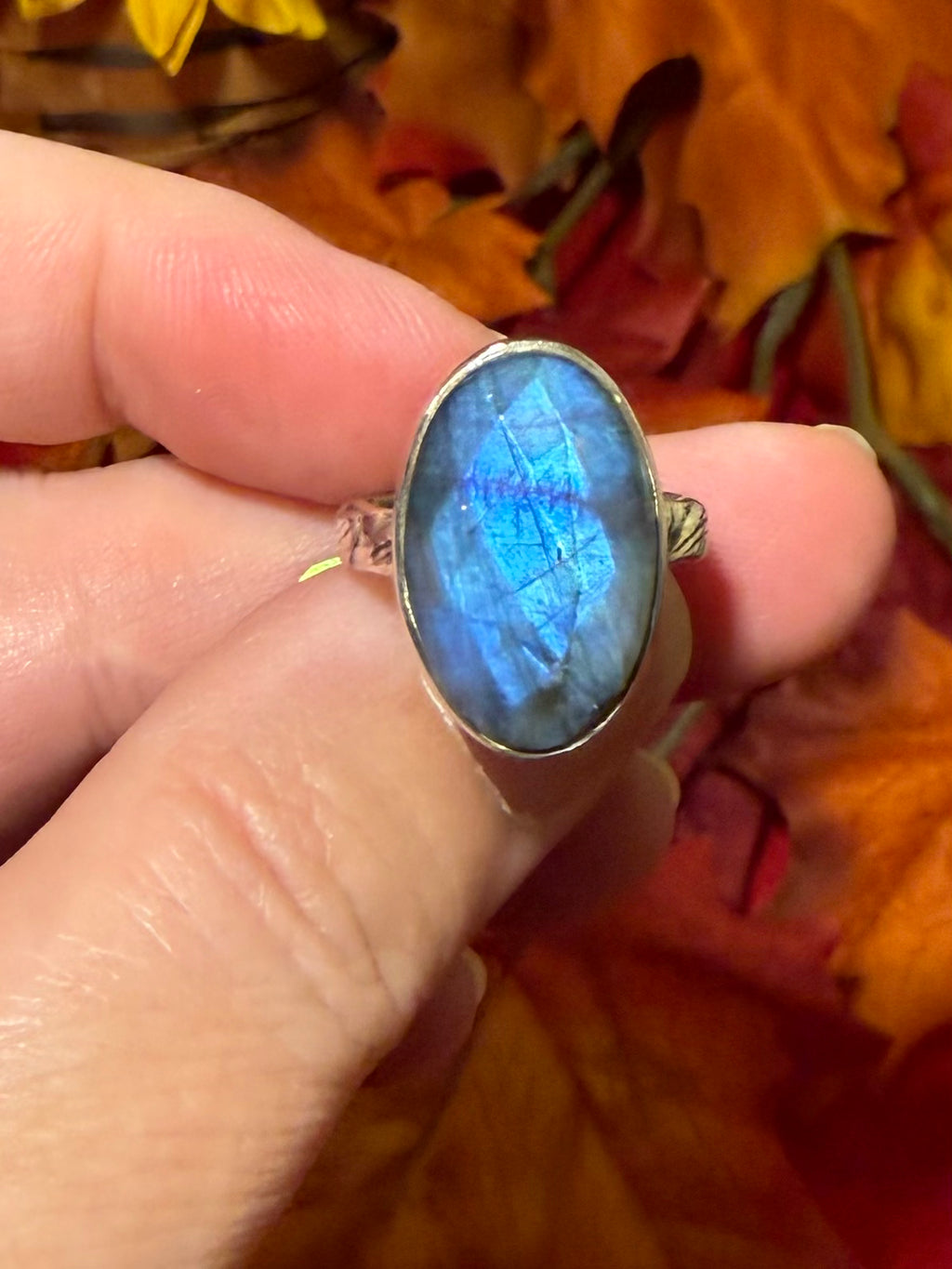 Checkercut Labradorite Sterling Silver Ring, size 6