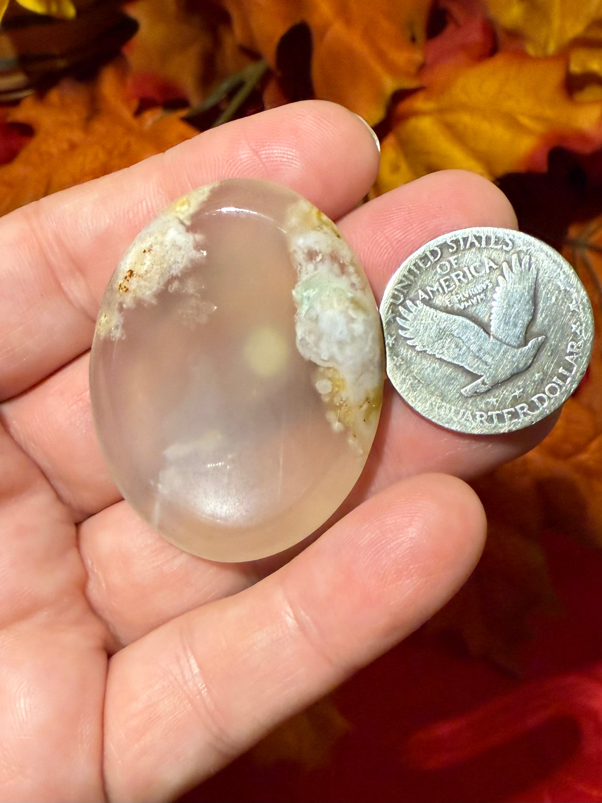 45mm Flower Agate Worry Stone