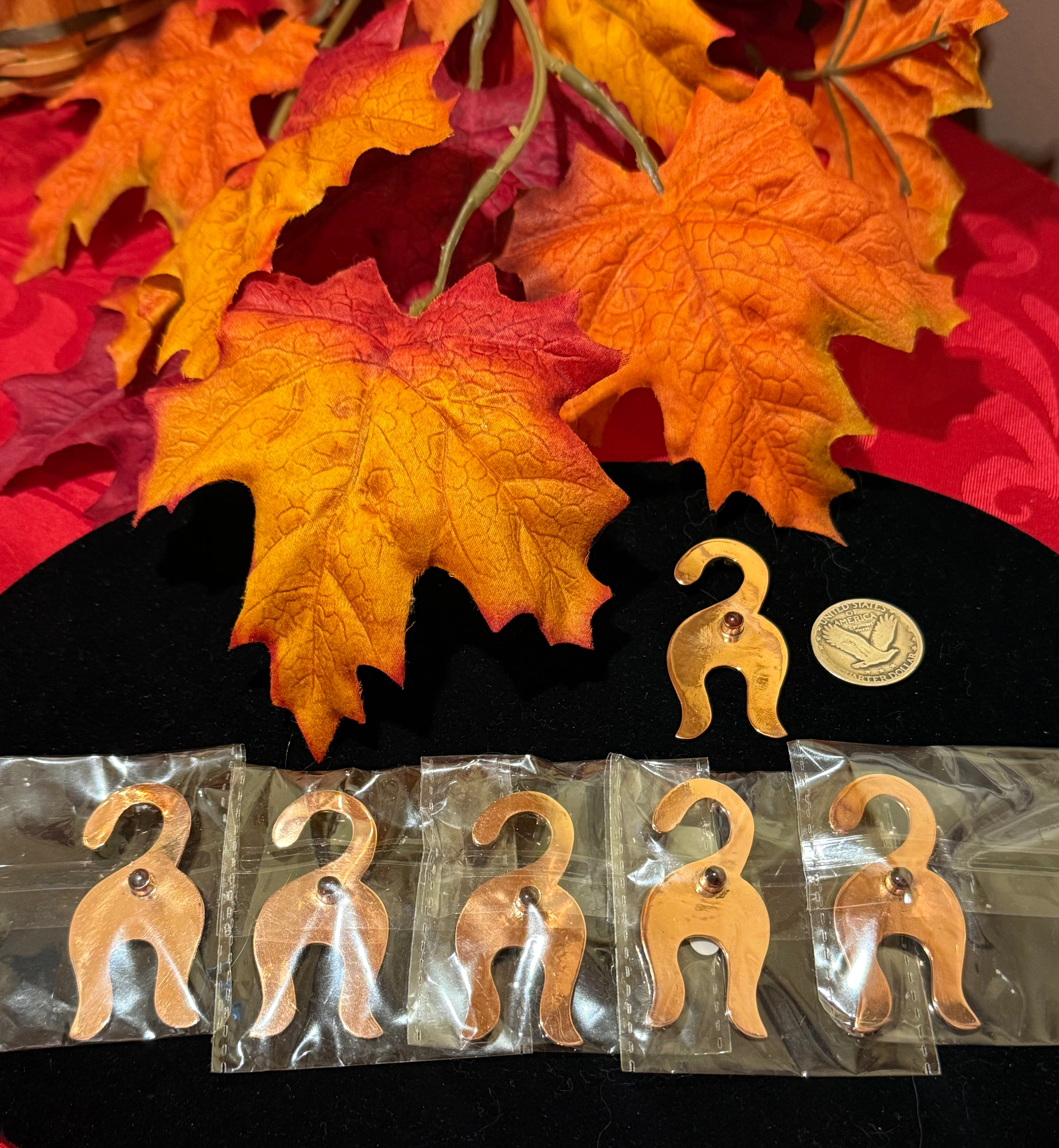 Copper Garnet Cat Butt Pendant