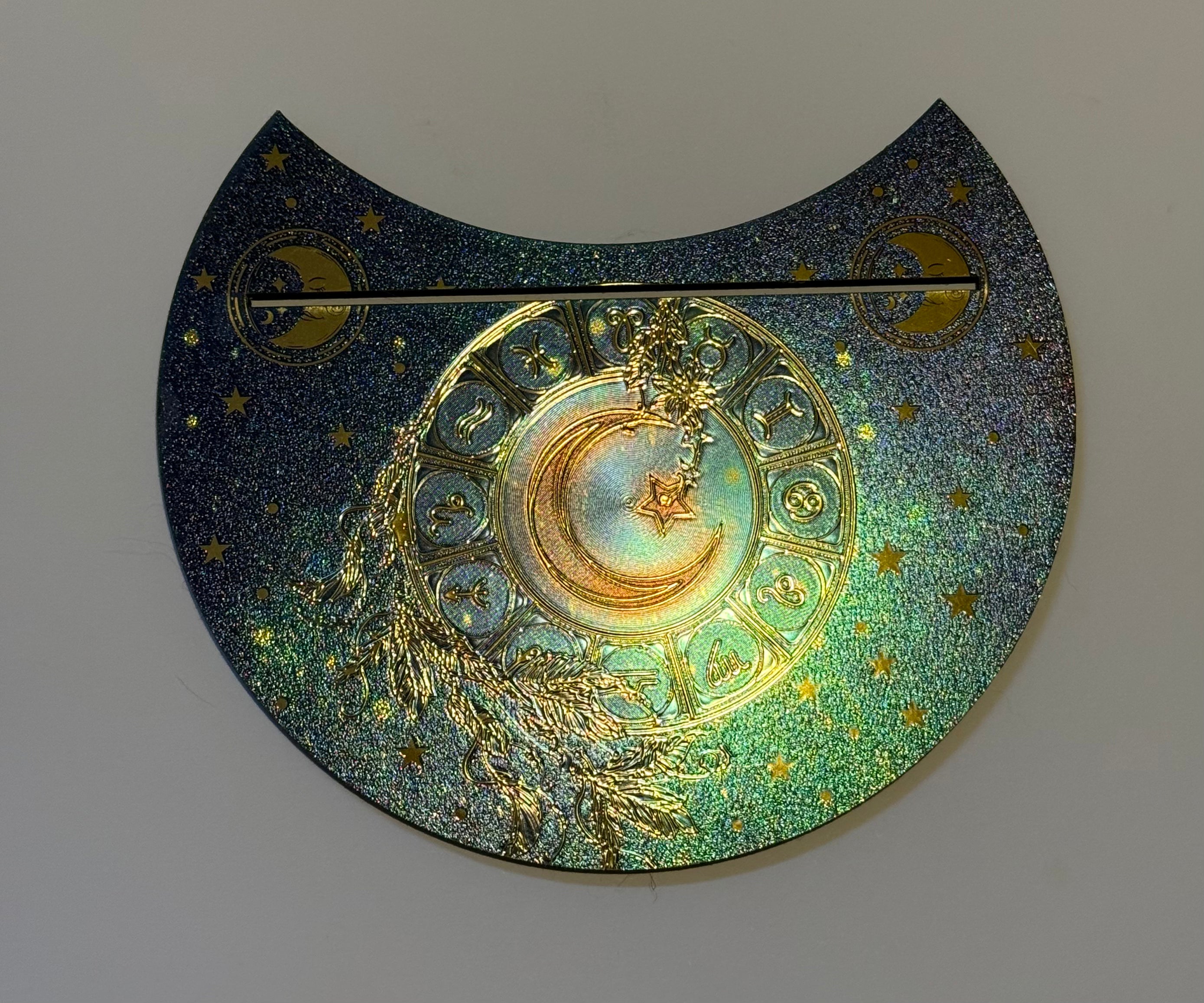 5” Wooden Crescent Moon Tarot Card Holder