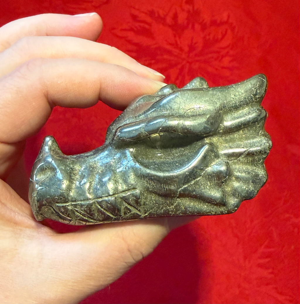 3” Pyrite Dragon Head Skull