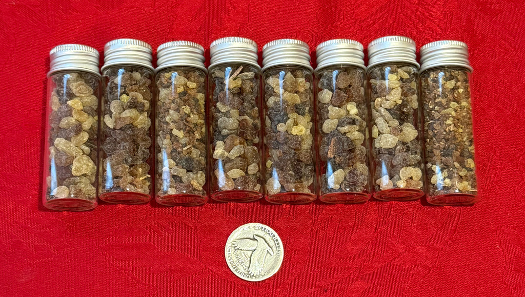 Frankincense and Myrrh Resin Incense in Glass Lidded Bottle