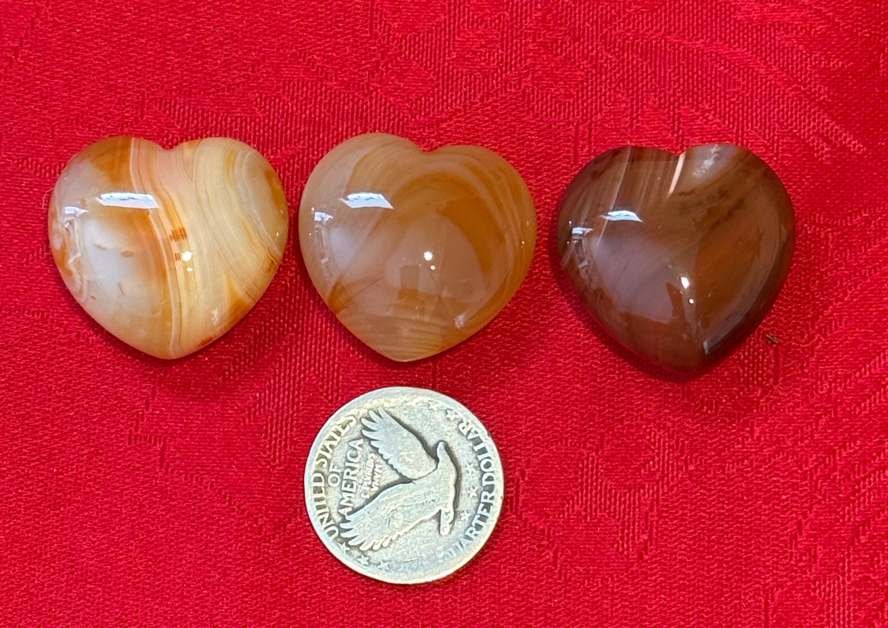 Carnelian Agate Carved Polished Hearts