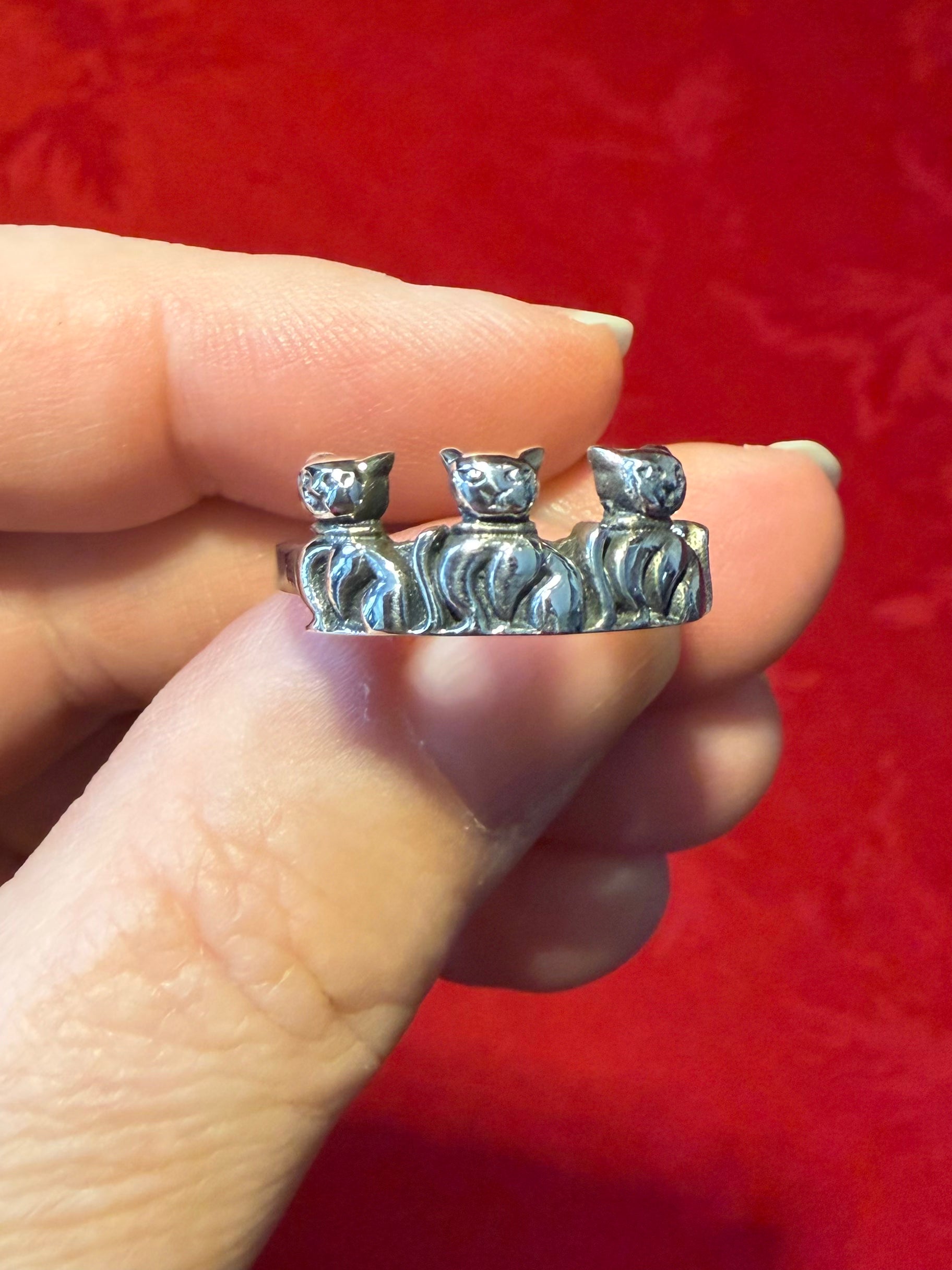 Sterling Silver Cat Ring, size 9-1/4