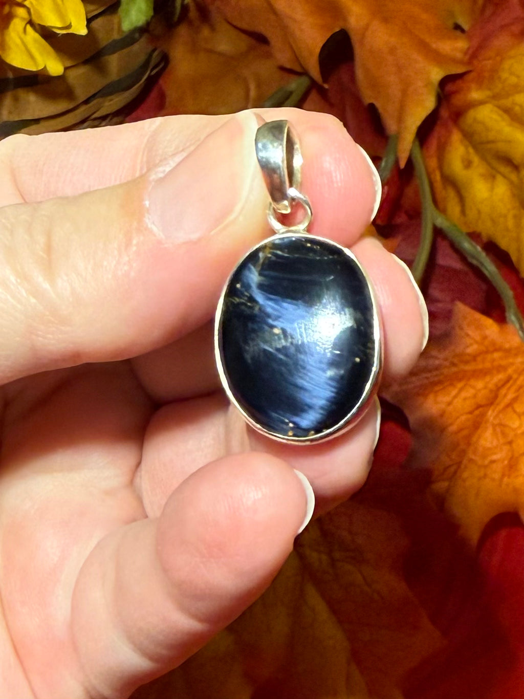 1.25” Blue Pietersite Sterling Silver Pendant
