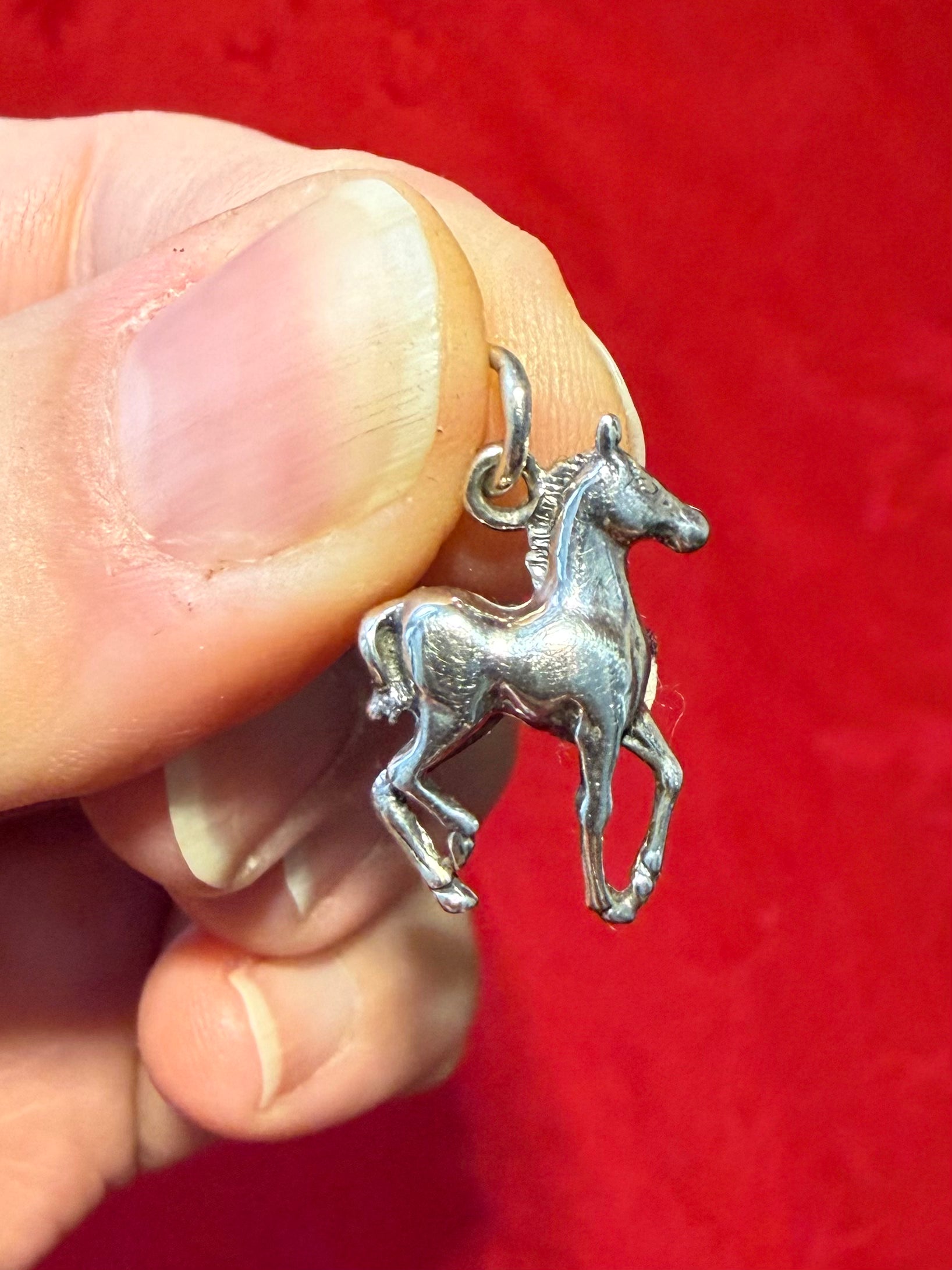 7/8” Sterling Silver Horse Charm Pendant