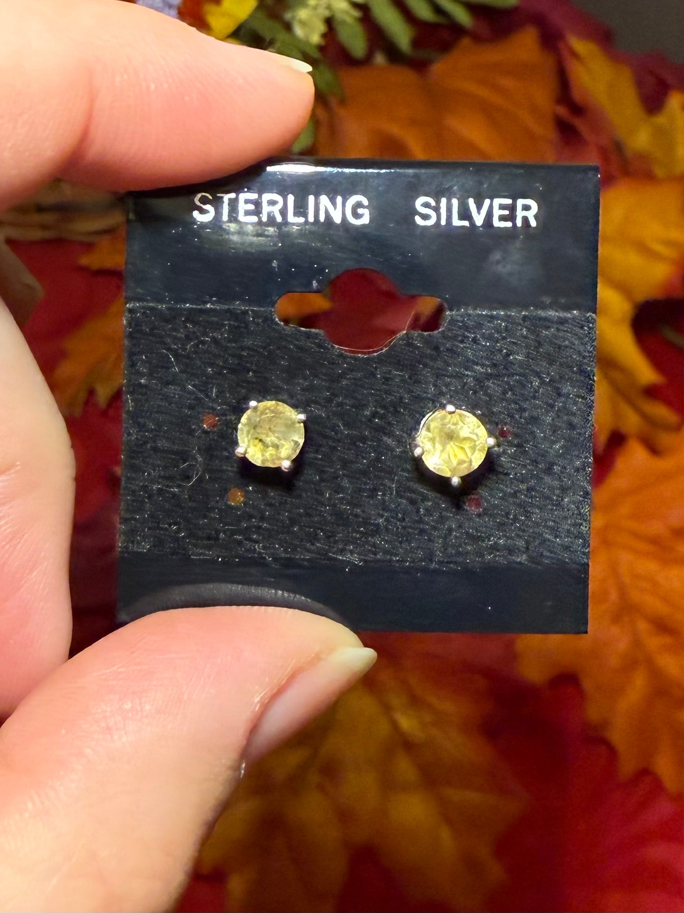 Faceted Citrine Sterling Silver Stud Pierced Earrings