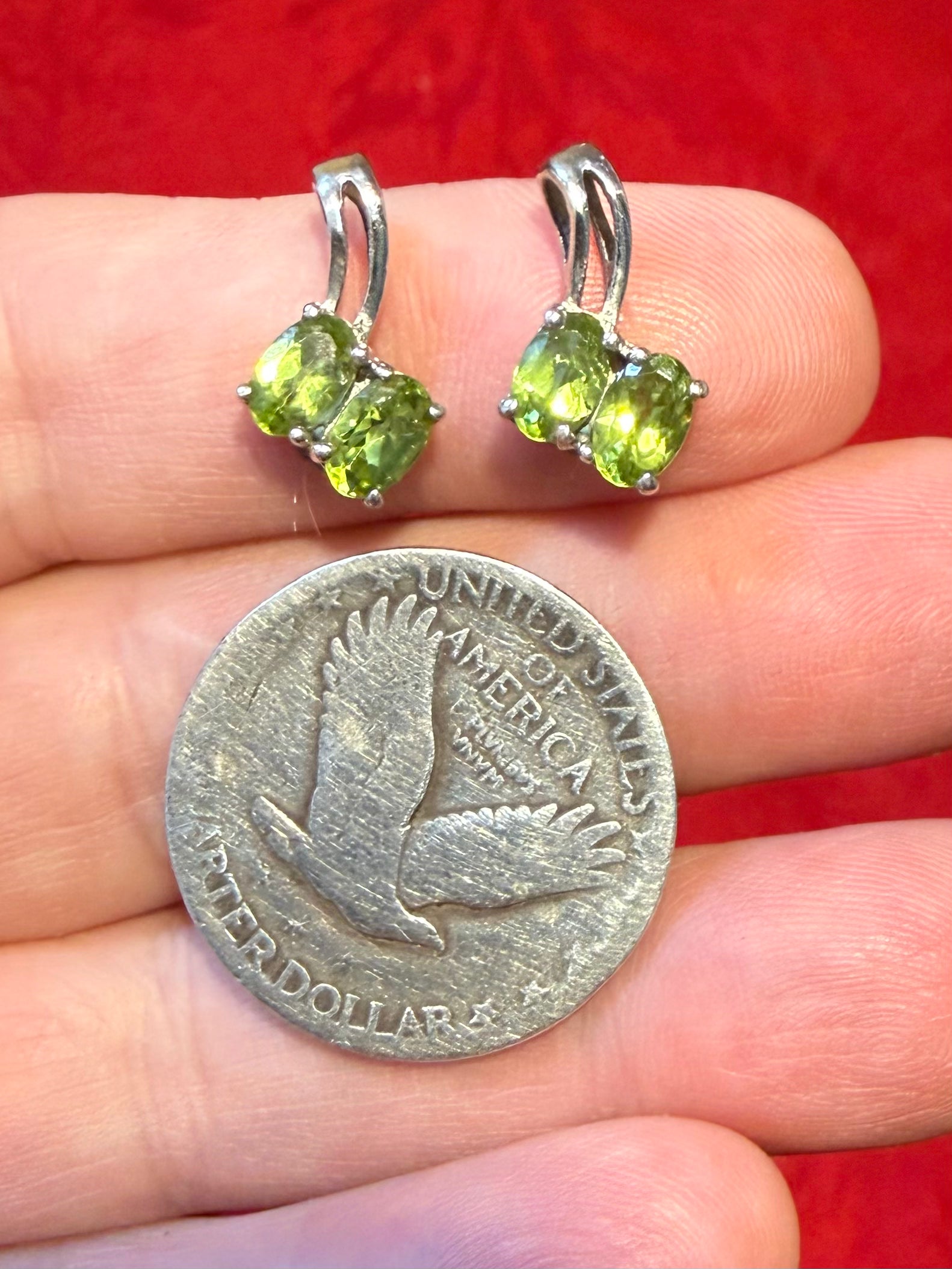 5/8” Faceted Peridot Sterling Silver Double Cherries Charm Pendant