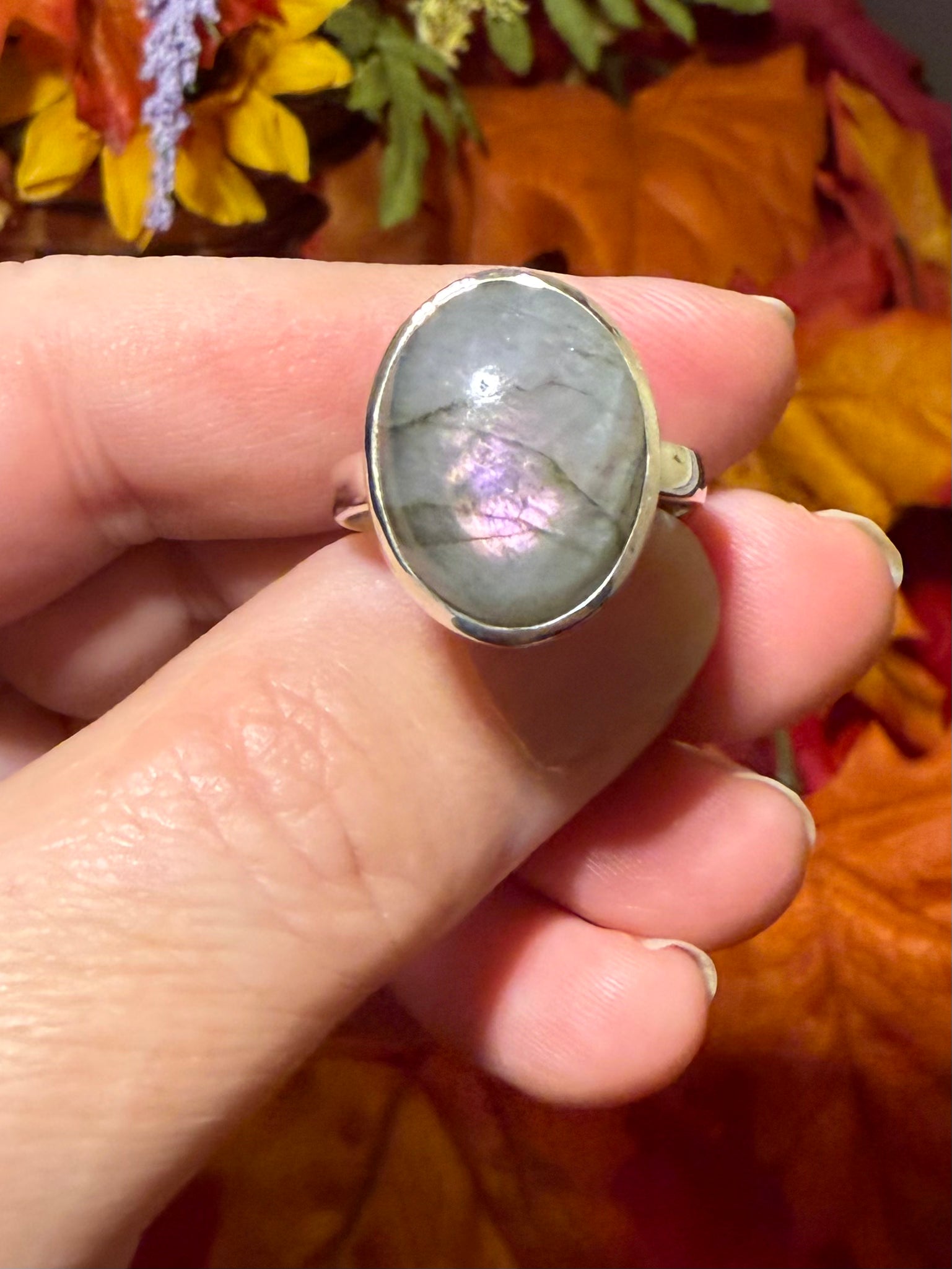 Purple Labradorite Sterling Silver Ring, size 9