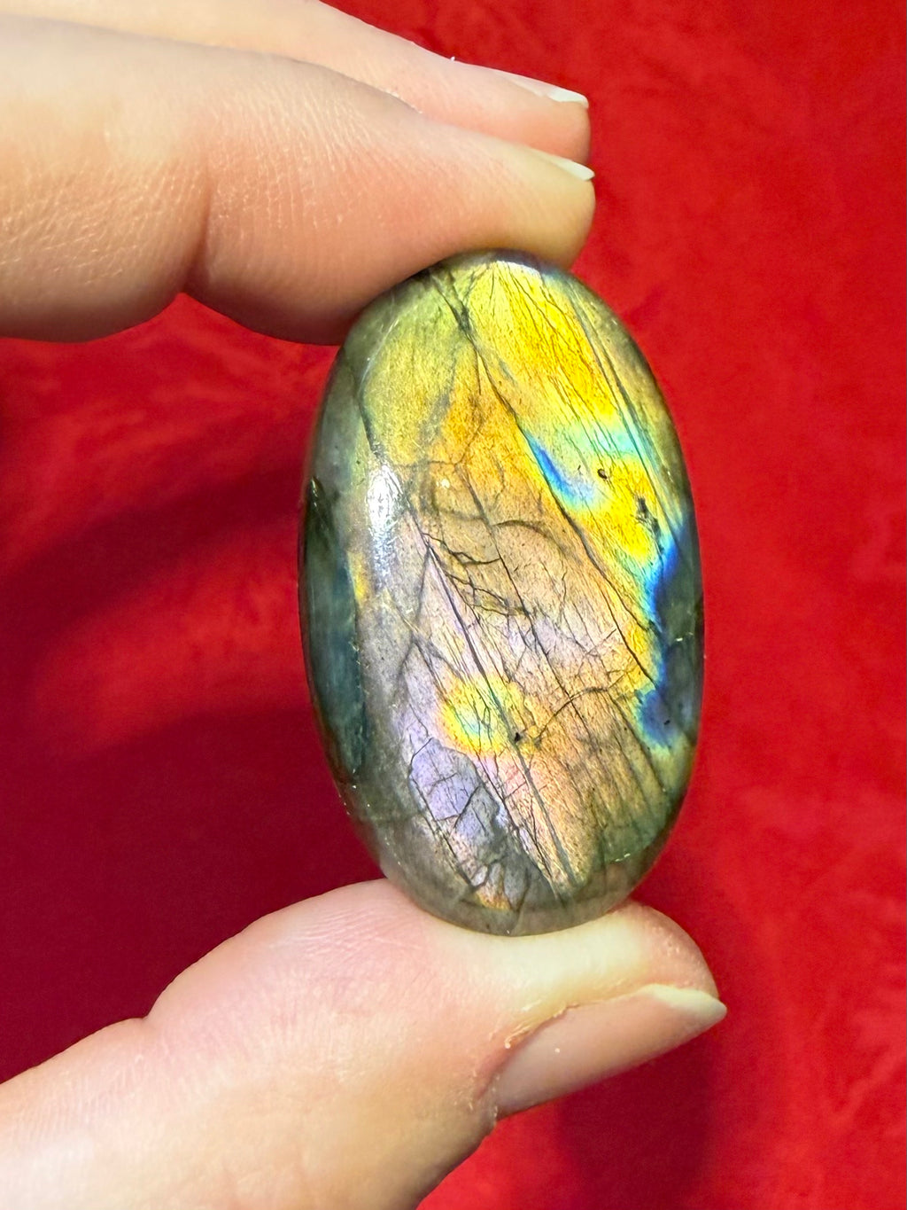 37mm Purple & Orange Labradorite Oval Cabochon