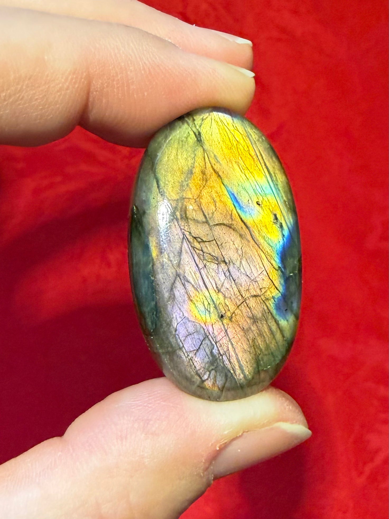 37mm Purple & Orange Labradorite Oval Cabochon