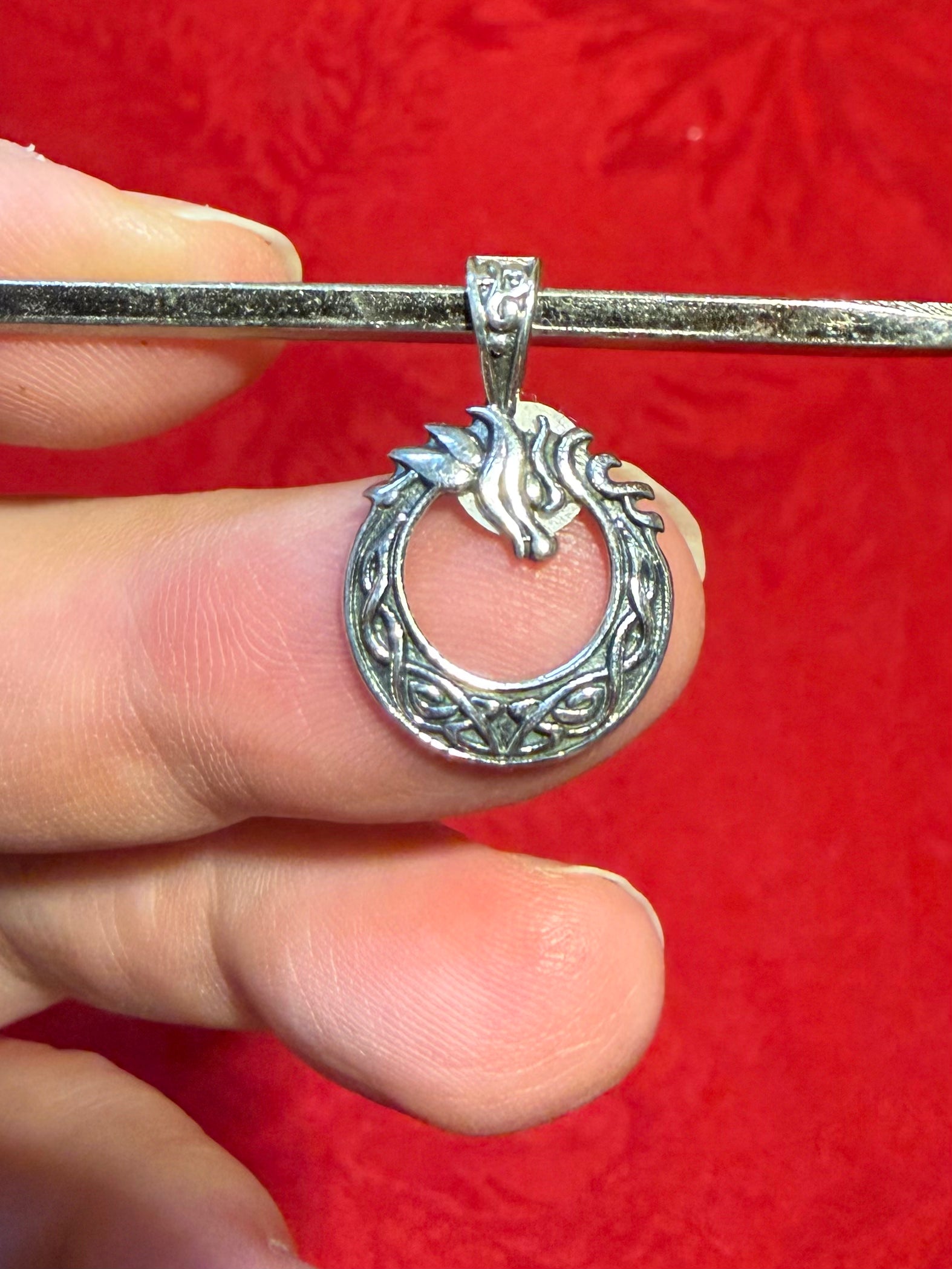 7/8” Celtic Dragon Sterling Silver Charm Pendant