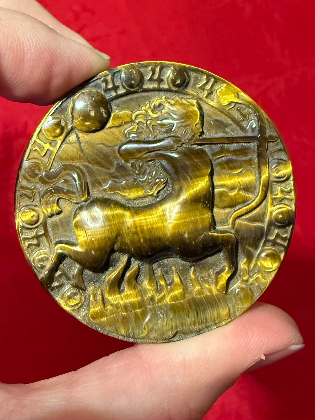 50mm Tigerseye Tiger’s Eye Zodiac Sign Sagittarius Cameo