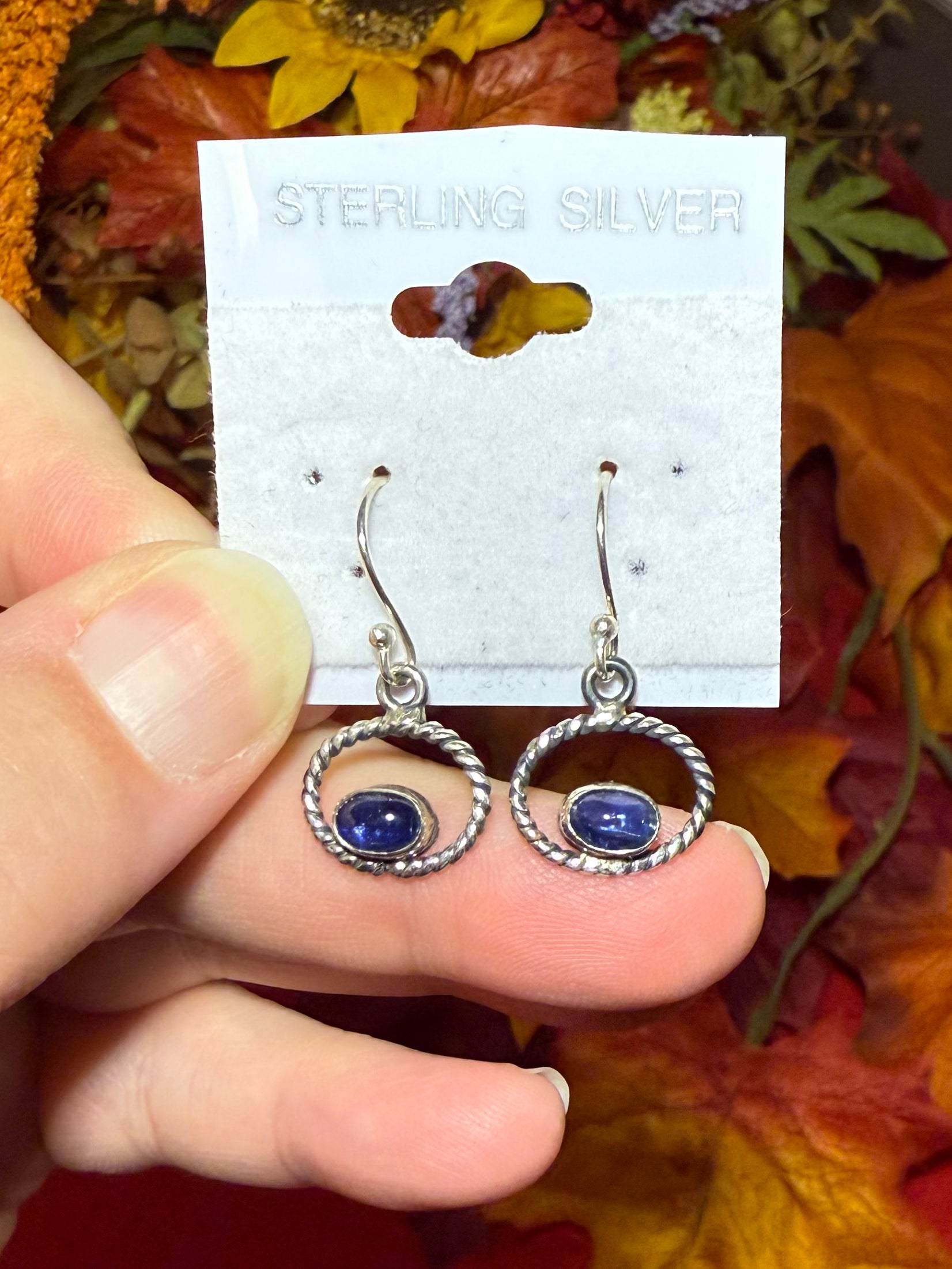 Blue Kyanite Sterling Silver Dangle Pierced Earrings