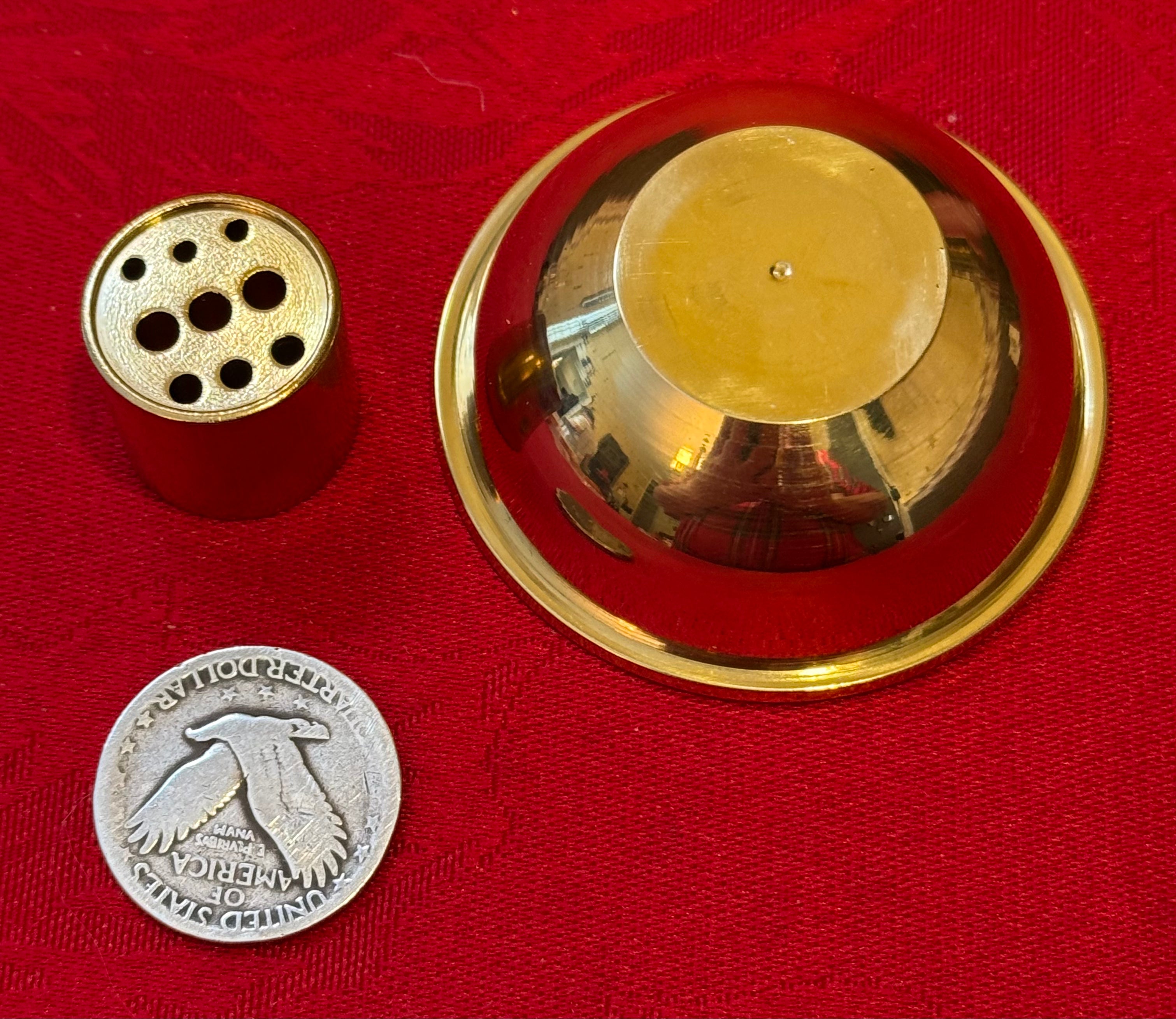 Solid Brass Bowl and Cylinder Incense Holder & Burner