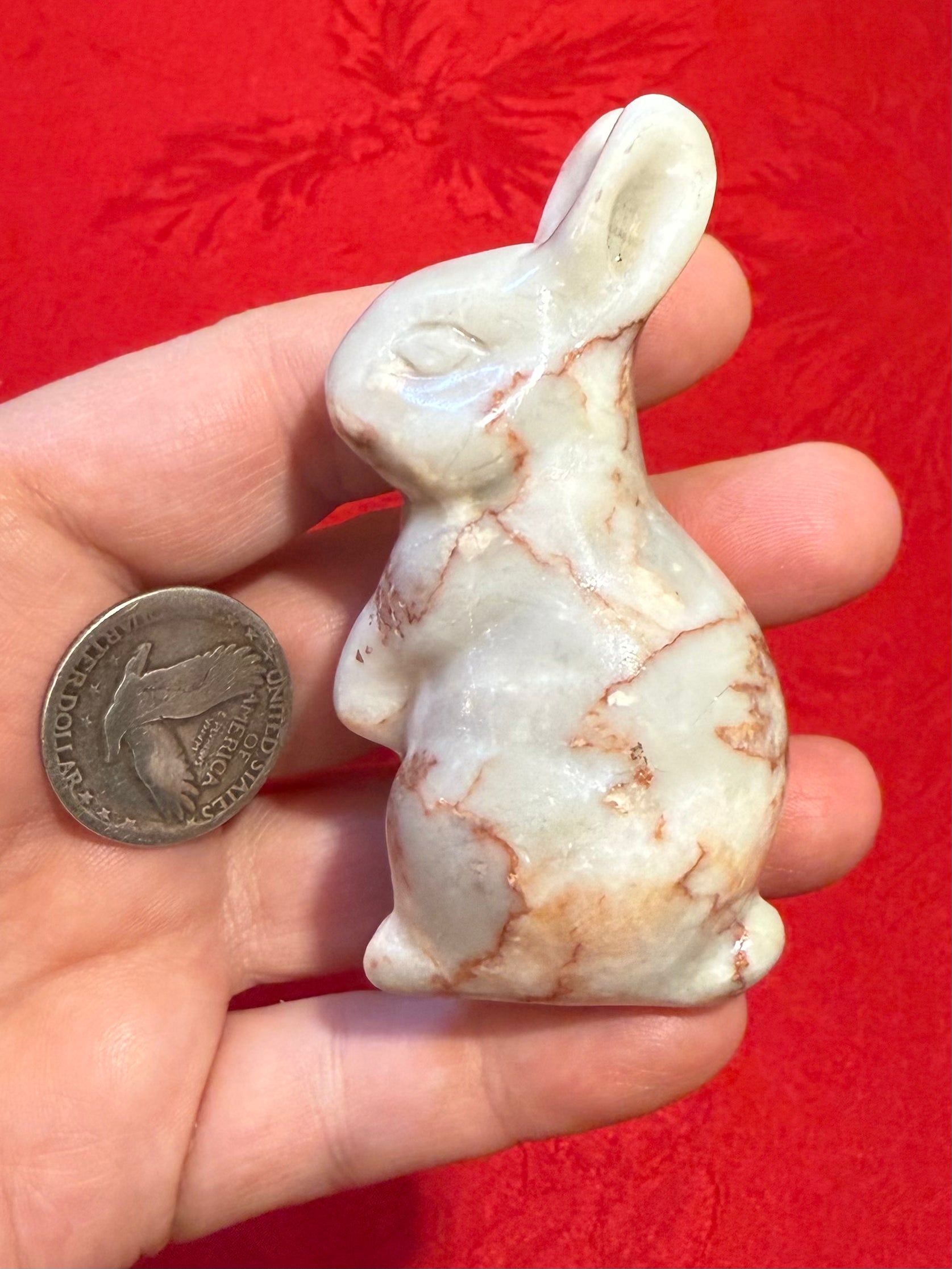 3” Red Network Jasper Stone Bunny Rabbit