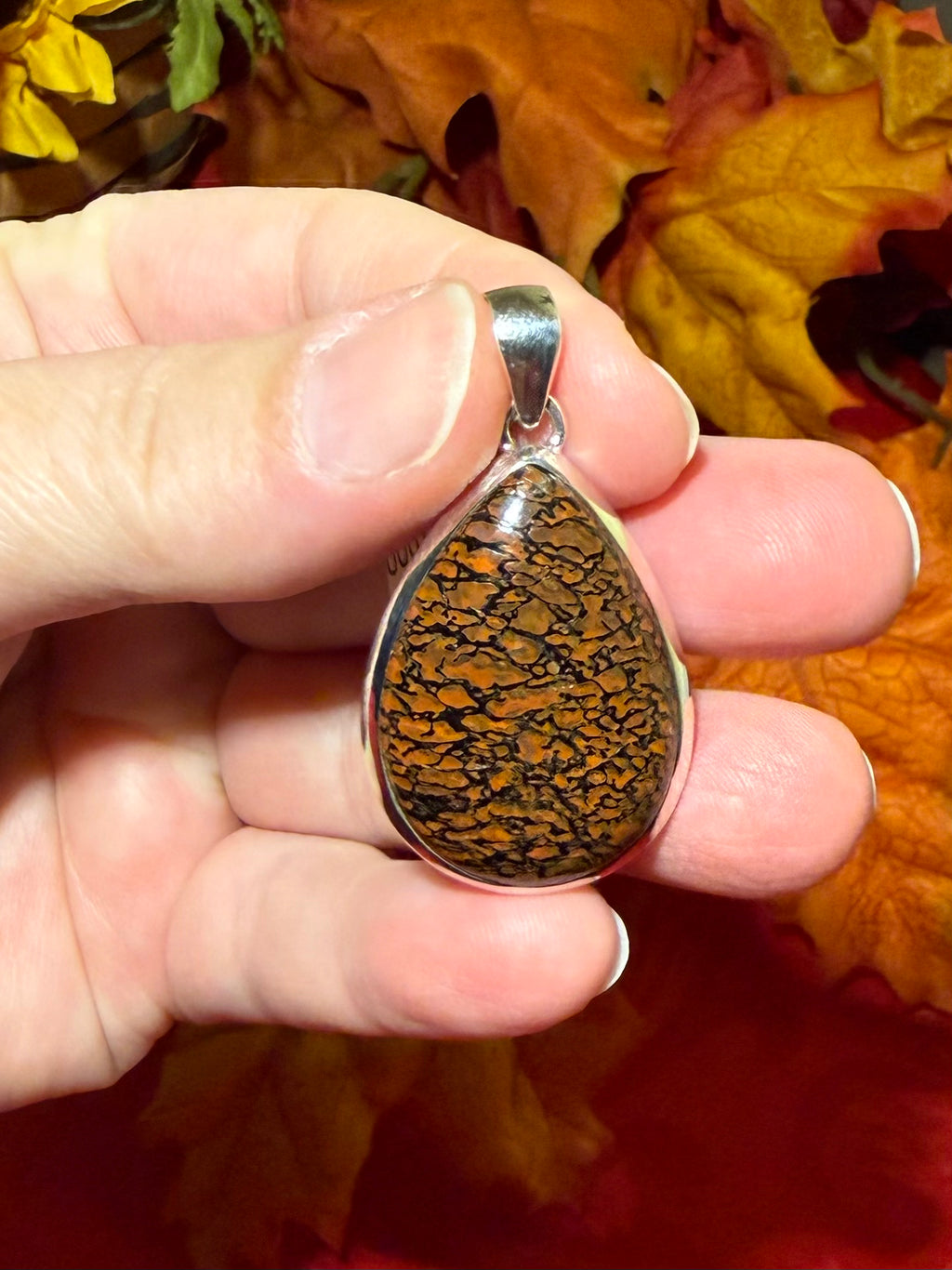 1.75” Dino Bone Fossil Sterling Silver Pendant