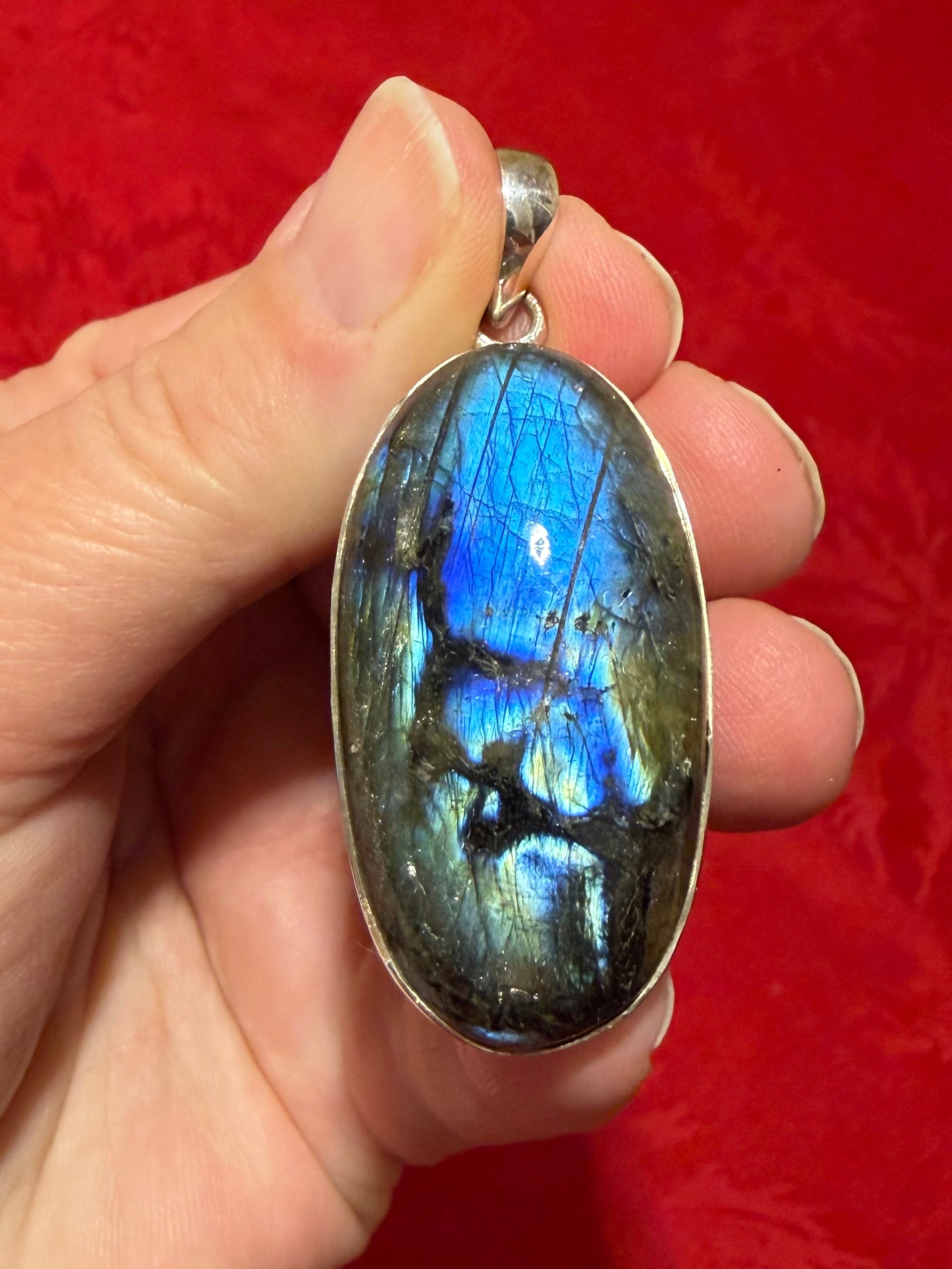 2-1/8” Labradorite Sterling Silver Pendant