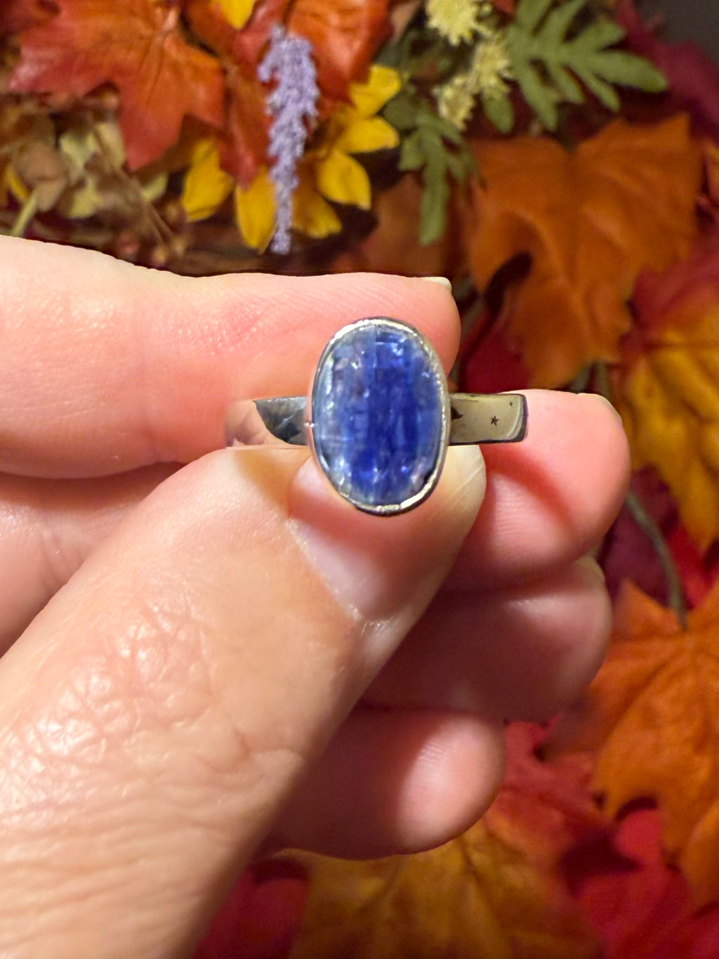 Faceted Rosecut Blue Kyanite Sterling Silver Ring, size 9