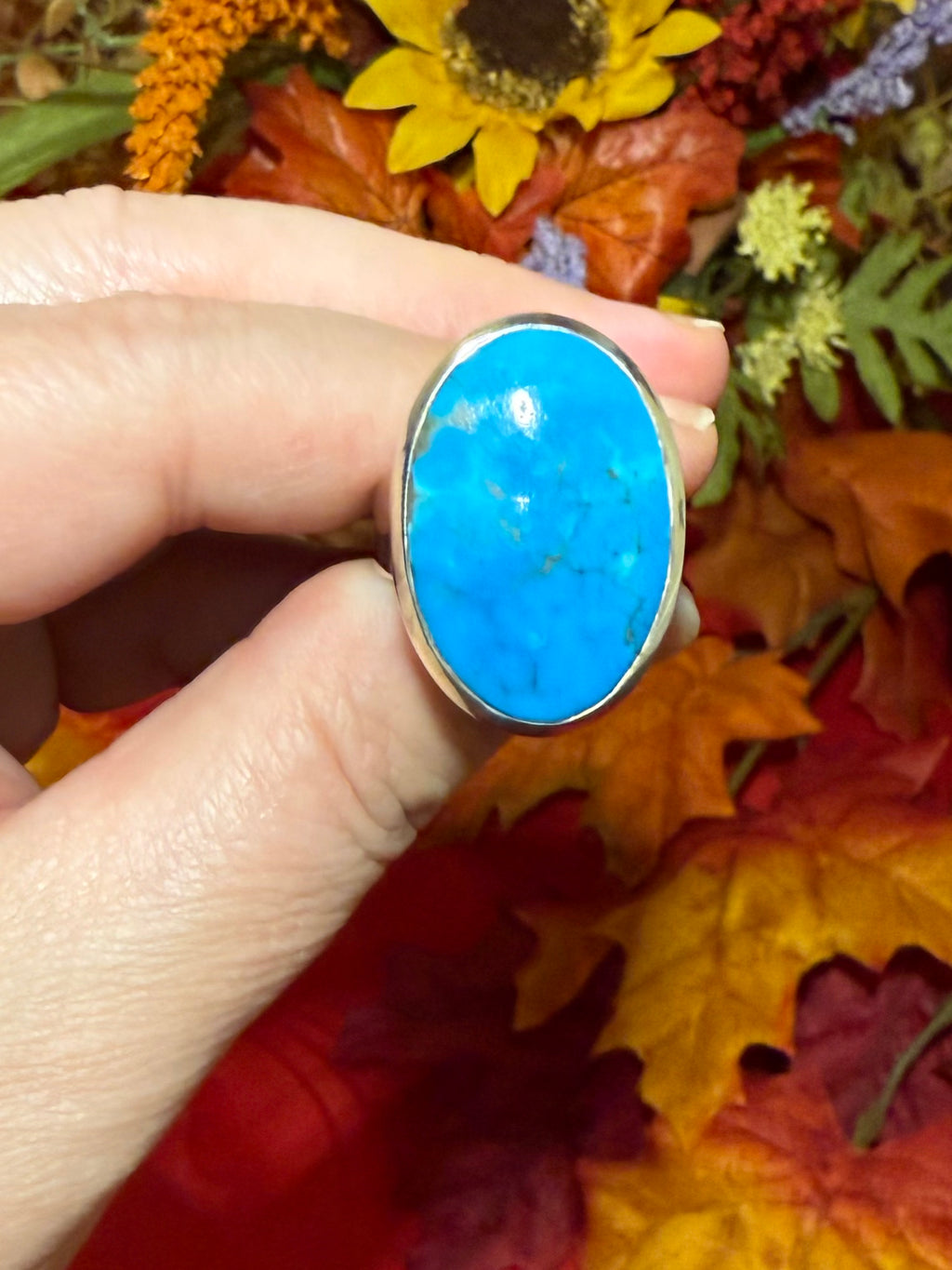 Sleeping Beauty Turquoise Sterling Silver Ring, size 9