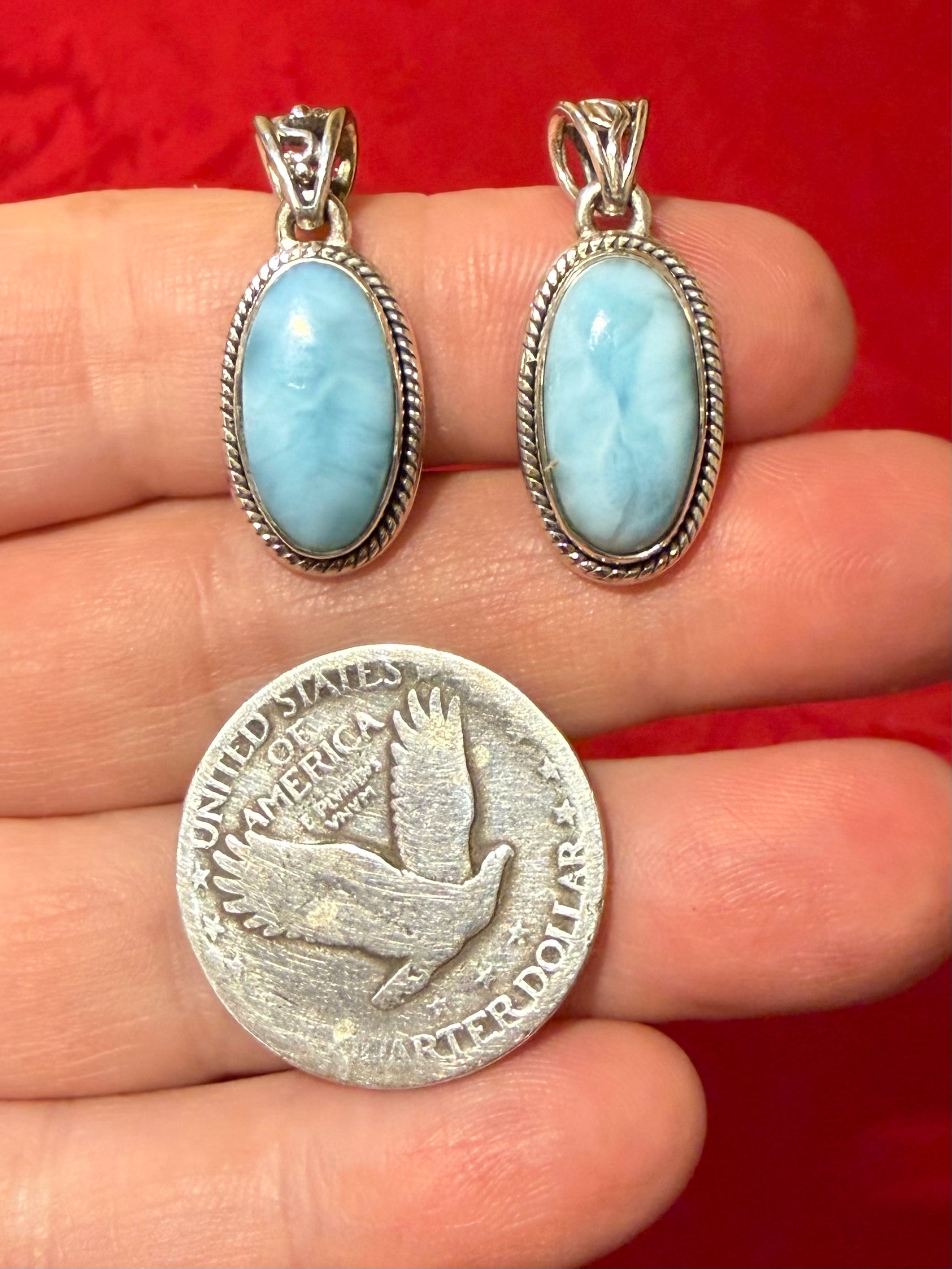 1-1/8” Larimar Sterling Silver Pendant