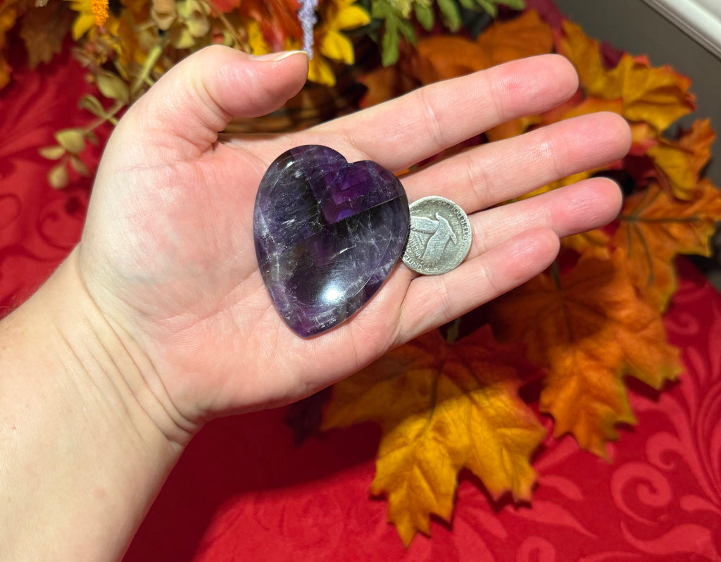 2.25” Chevron Amethyst Heart Worry Stone