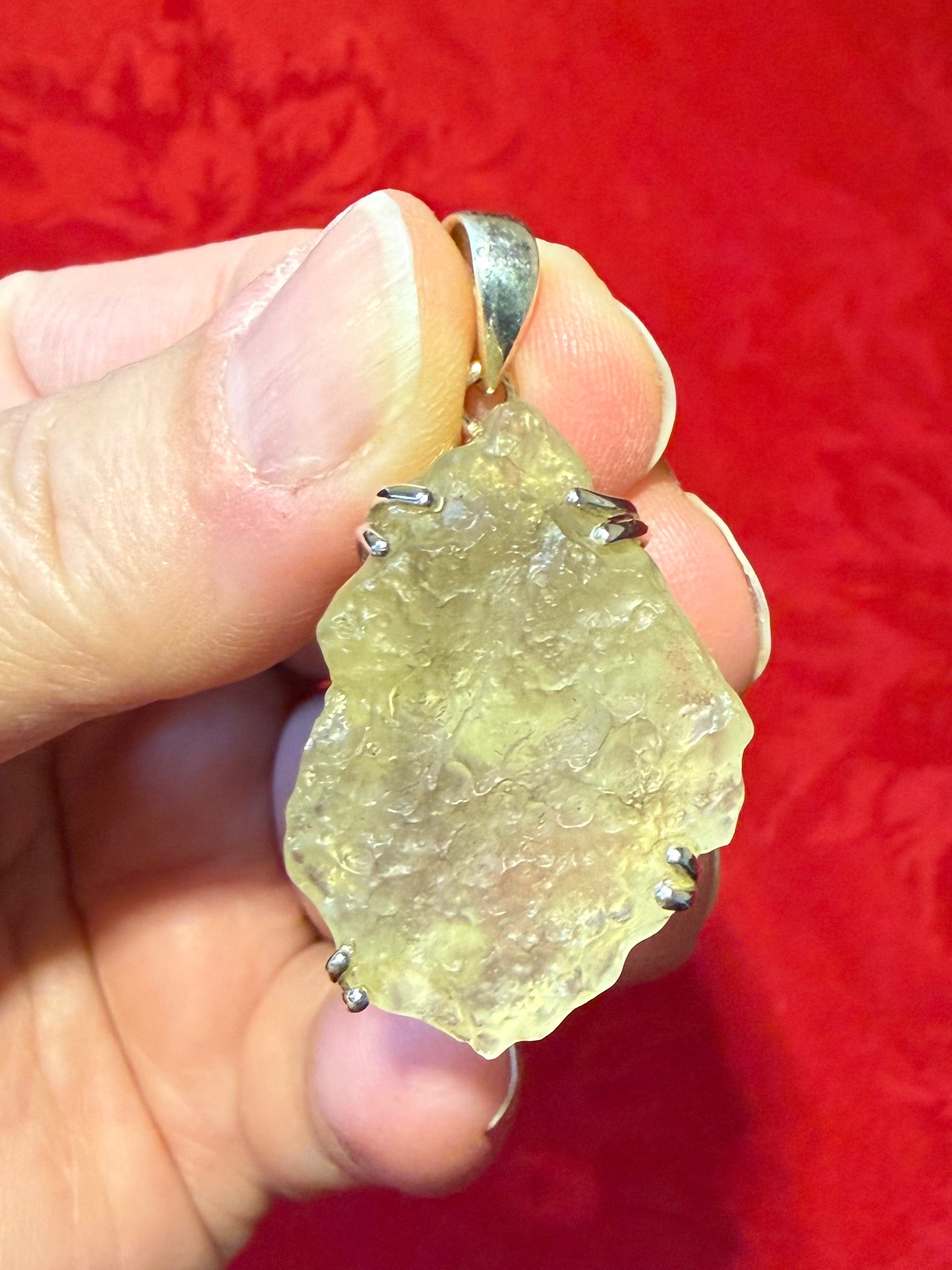 1-5/8” Libyan Desert Glass Sterling Silver Pendant