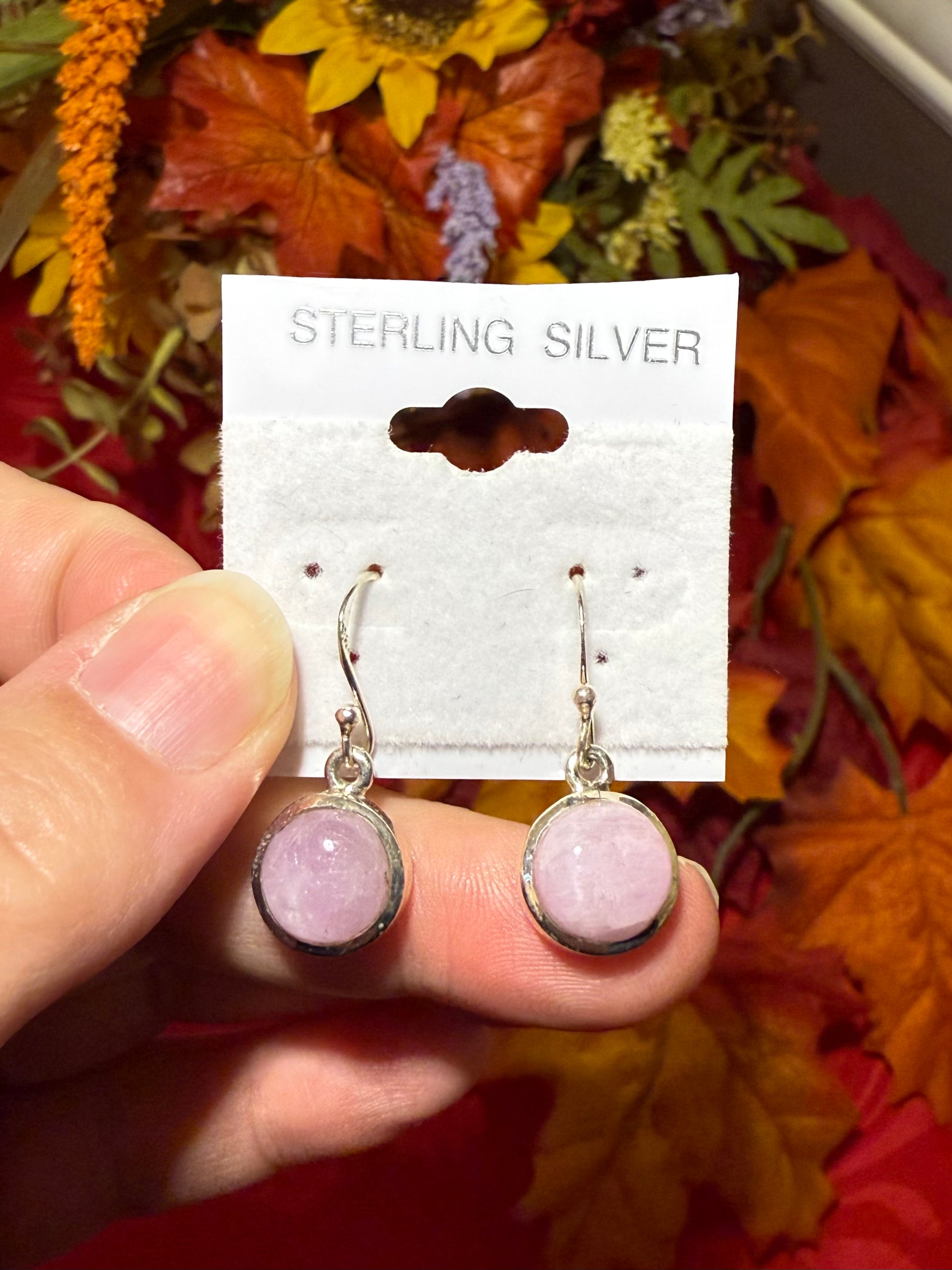 1-1/8” Pink Kunzite Sterling Silver Dangle Pierced Earrings
